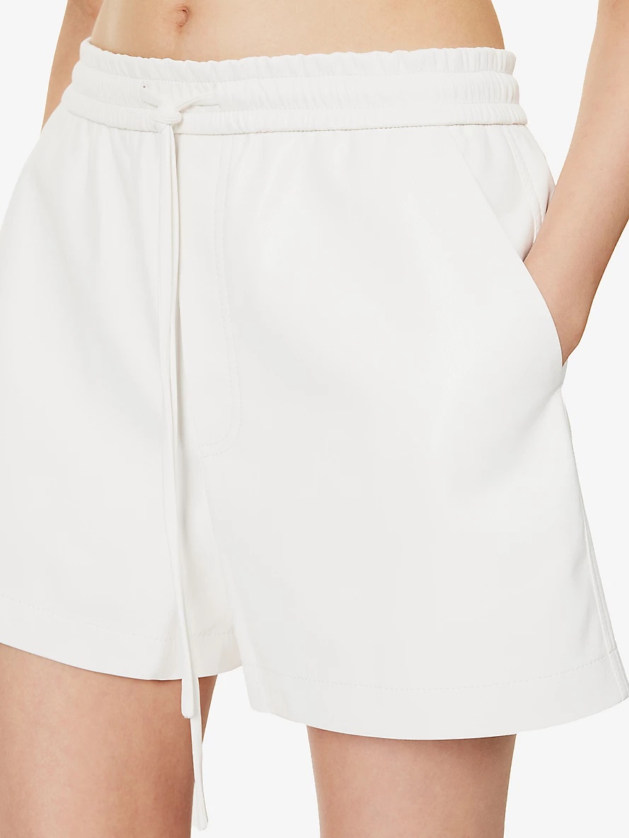 Amil drawstring waist faux-leather shorts - 5