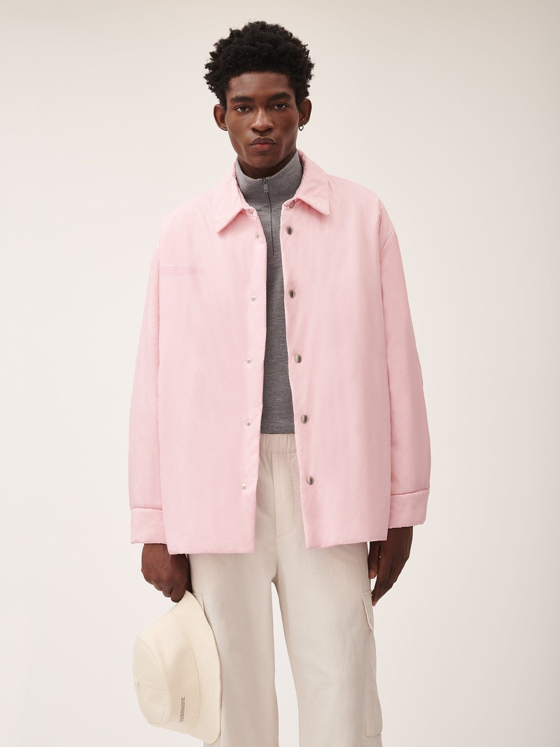 PANGAIA Mens Flower-Warmth Padded Overshirt - Magnolia Pink outlook