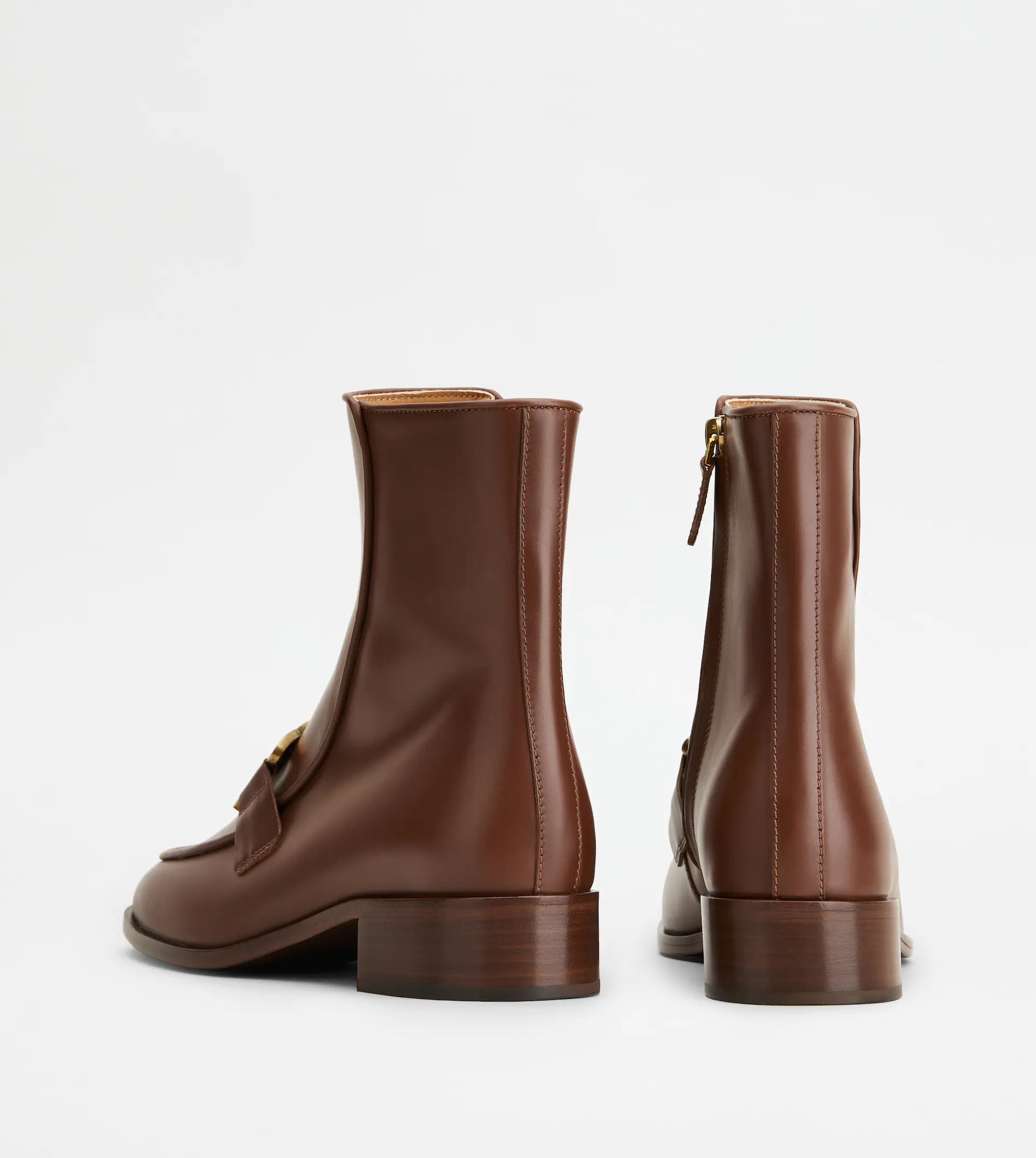 ANKLE BOOTS IN LEATHER - BROWN - 4