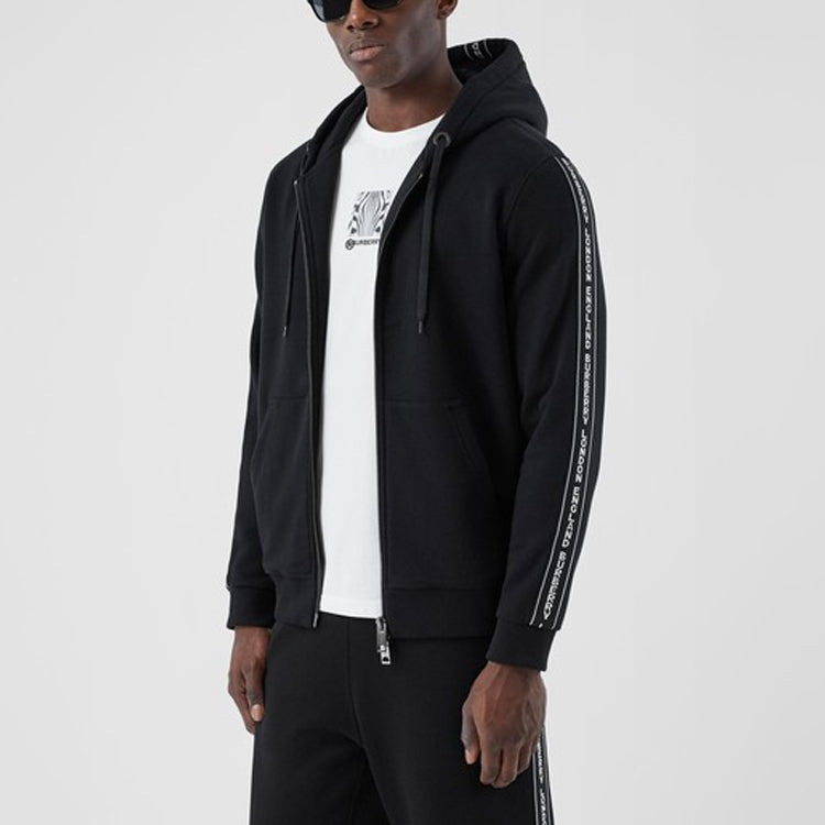 Burberry FW20 Logo Cotton hooded Zipper Sports Tops Black 80295271 - 3