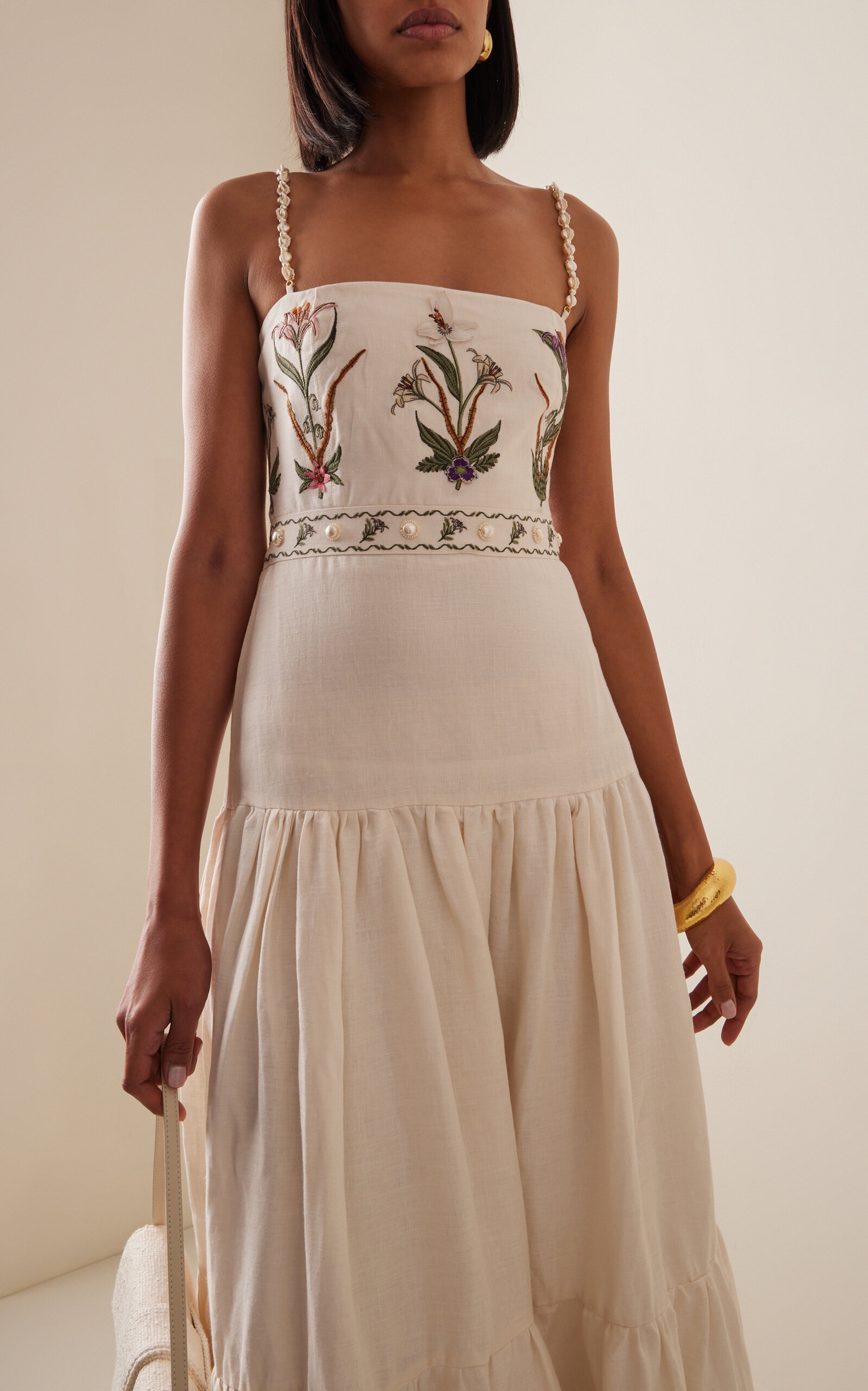 Lima Embroidered Linen Maxi Dress neutral - 2