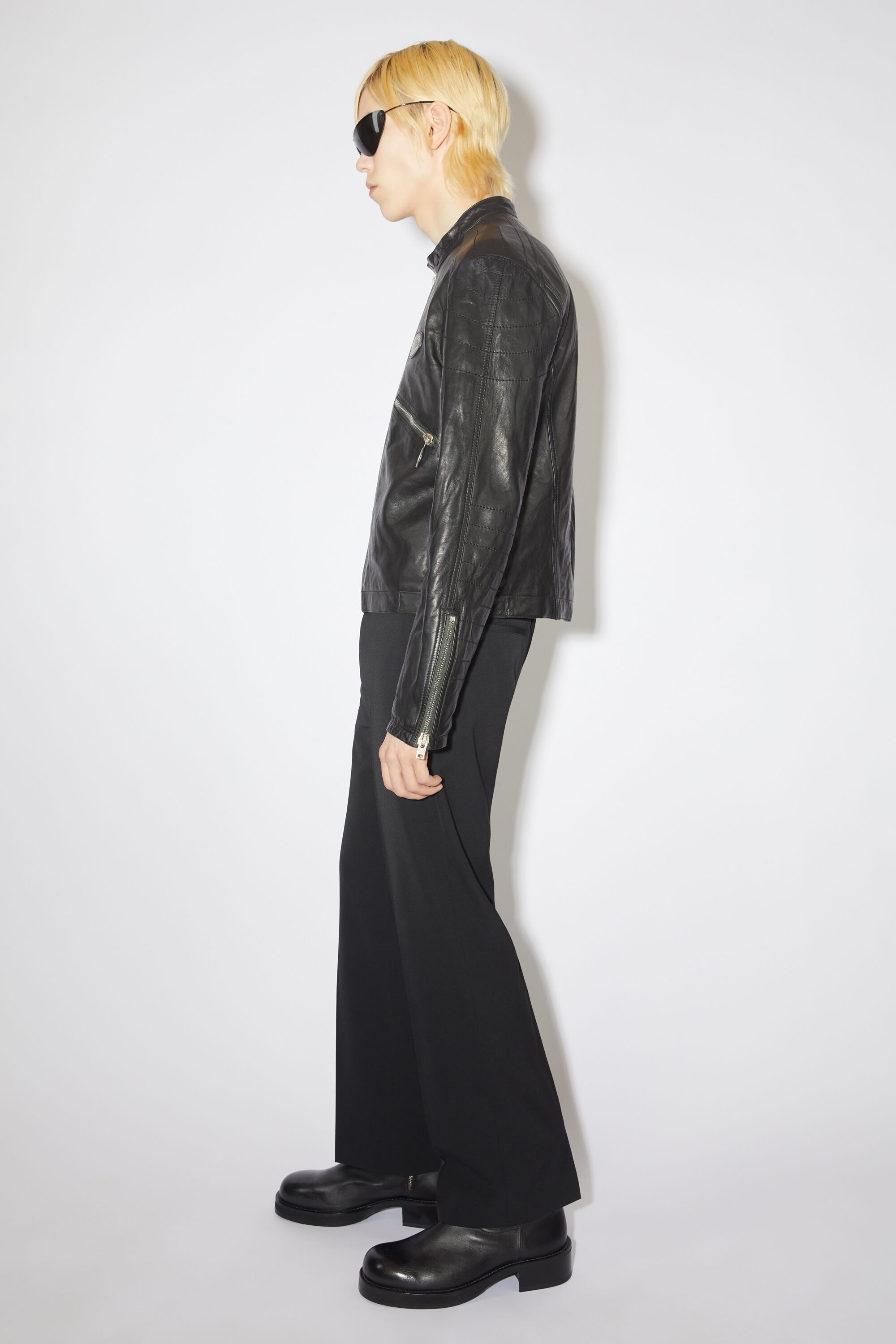 Distressed leather jacket - Black - 4