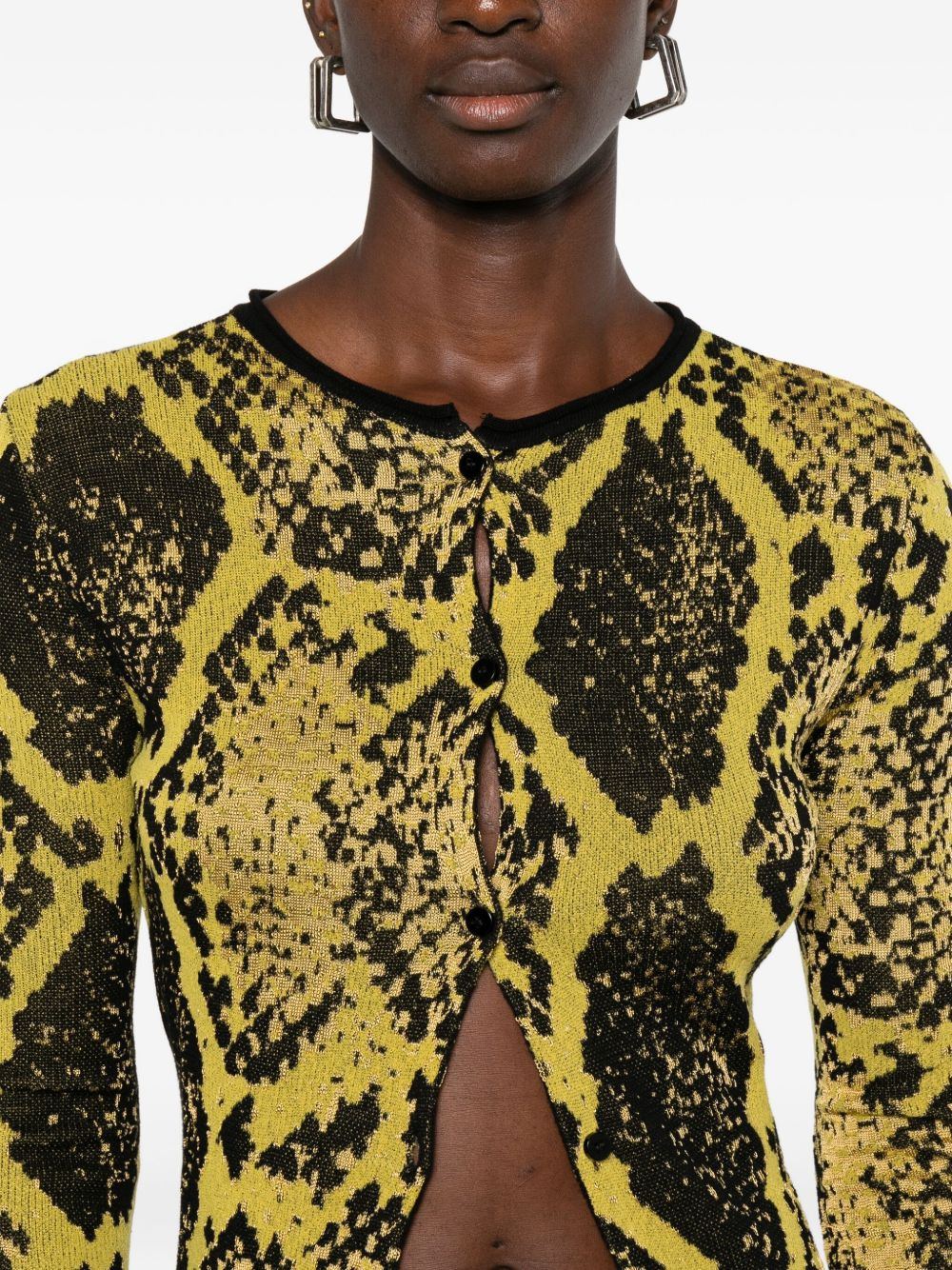 snakeskin-intarsia cardigan - 5