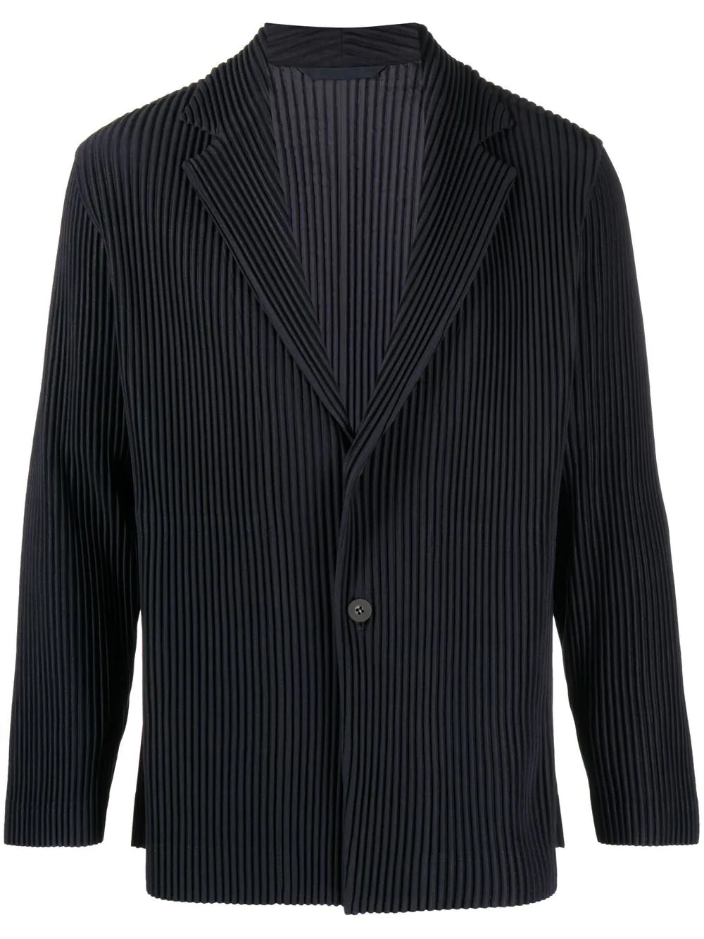 plissé single-breasted blazer - 1