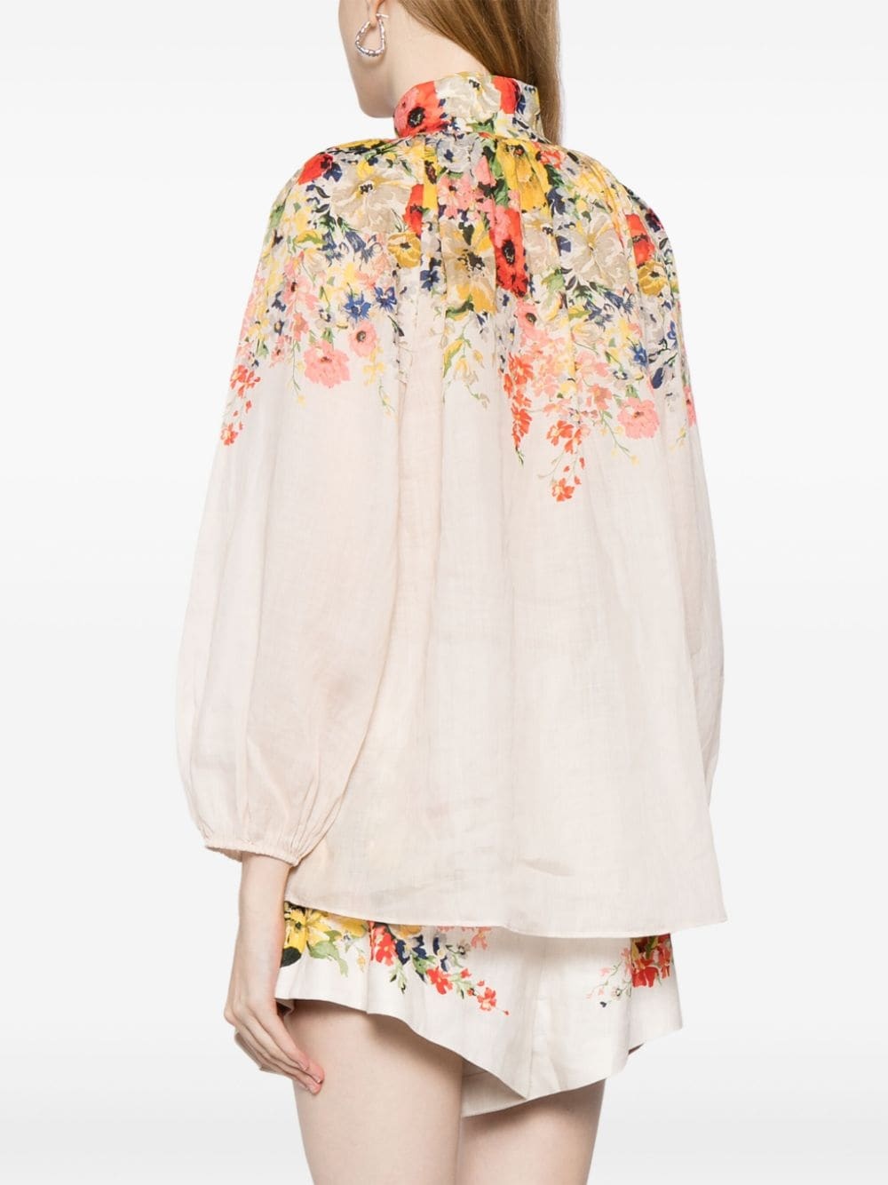 Alight floral-print linen blouse - 4