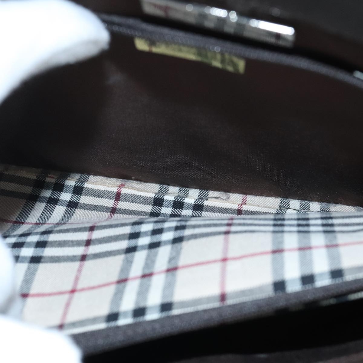 Burberry Hand Bag Leather Brown Silver - 12