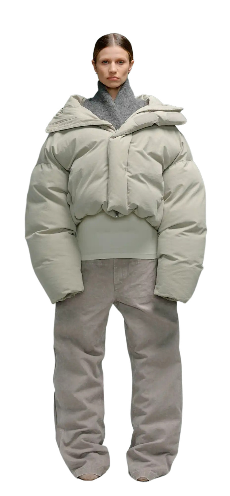 MML HOODED PUFFER MEDIUM GREY 3