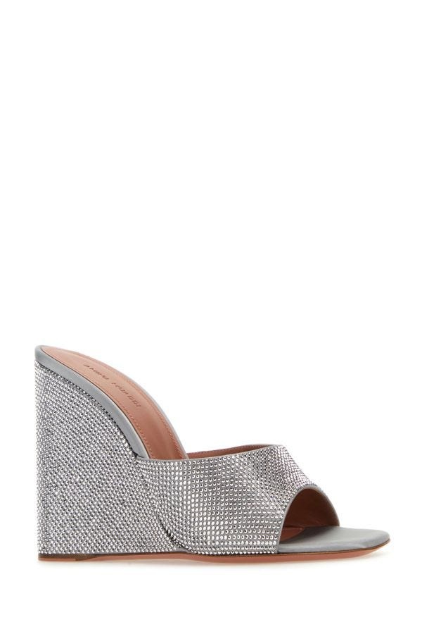 Grey satin Lupita mules - 2