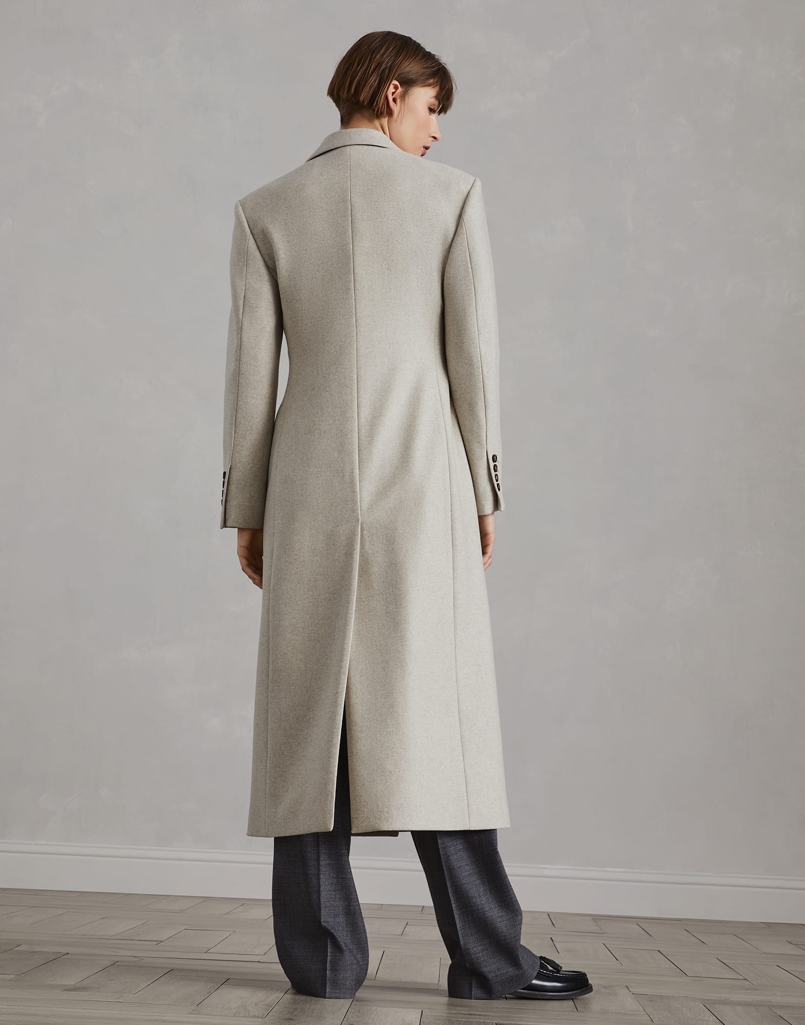 Lightweight wool cloth coat with monili - 2