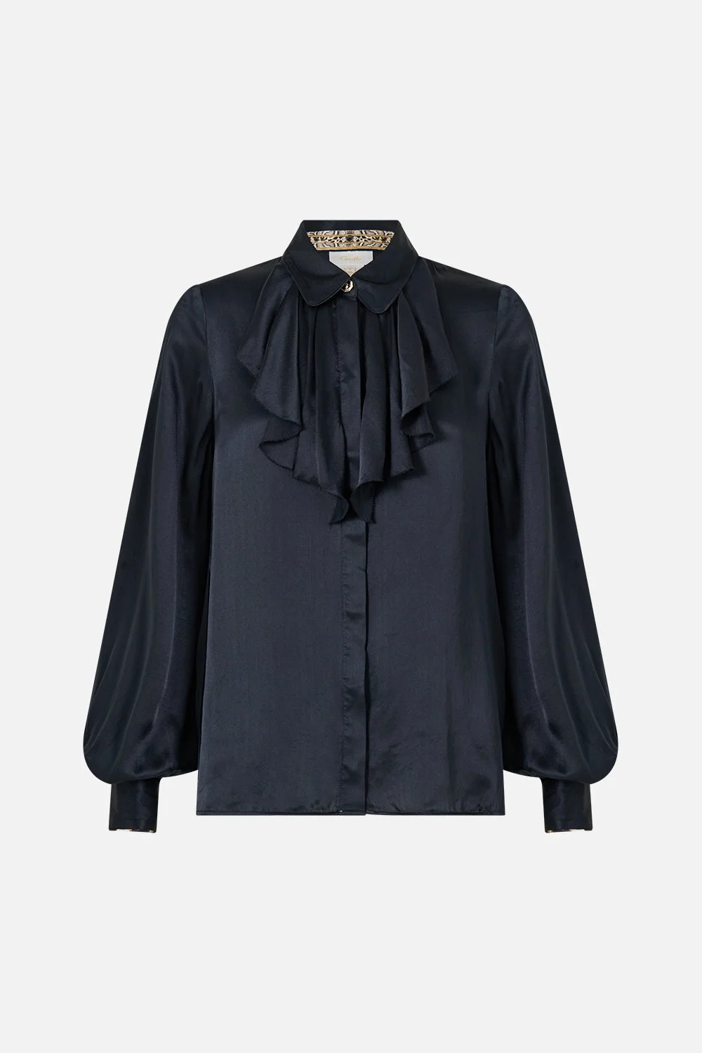 COLLARED SHIRT WITH FRILL NECK DETAIL LEOPARD LIBERTINE - 1
