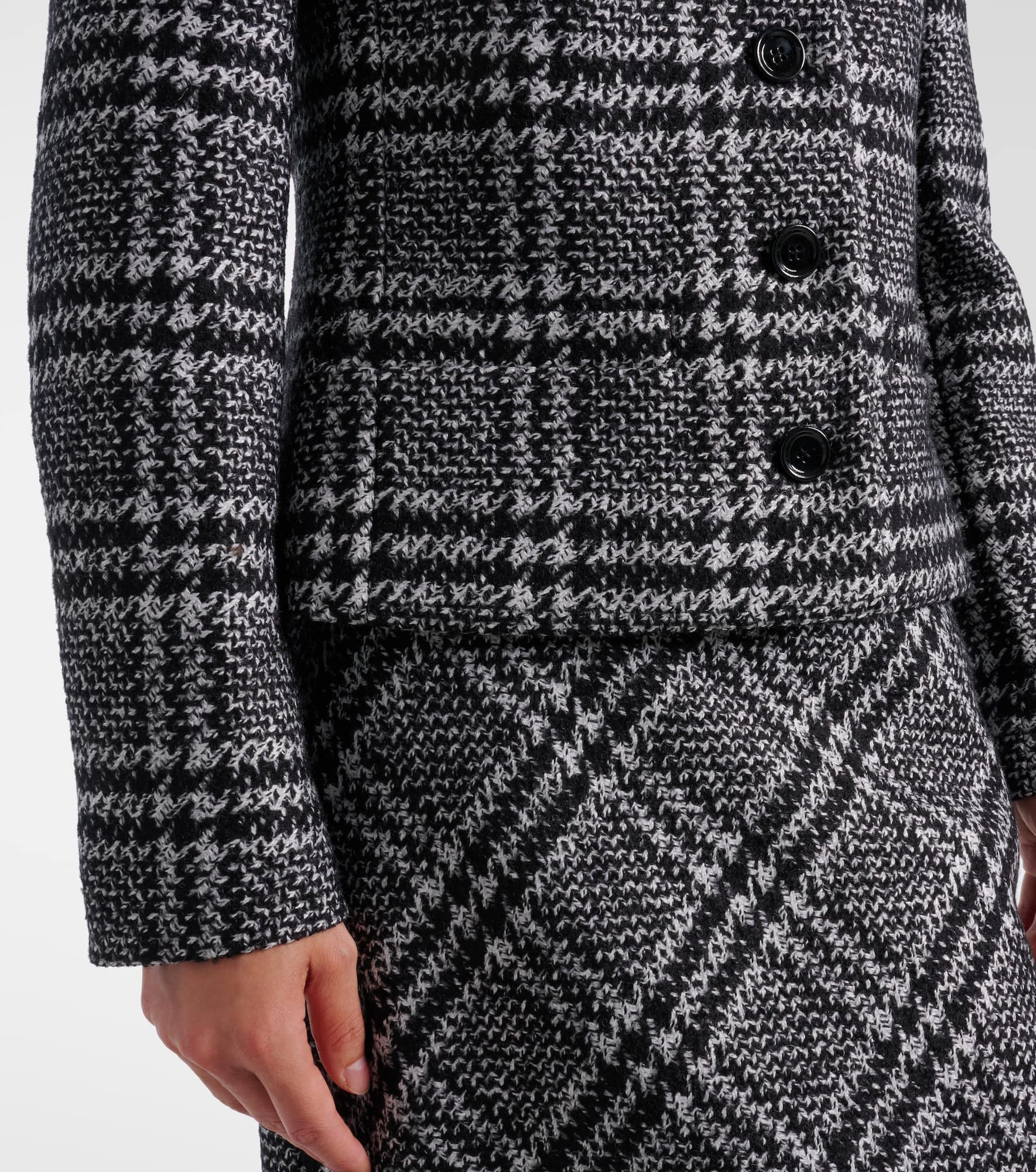 Checked wool, silk, and llama-blend jacket - 5