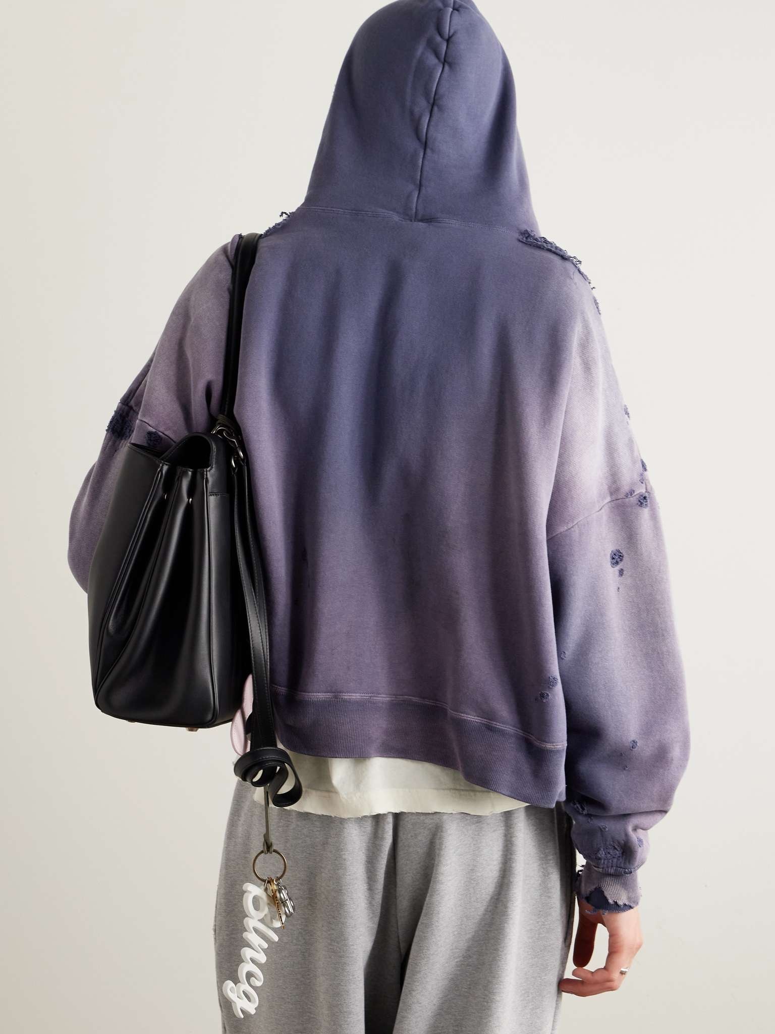 Oversized Distressed Cotton-Jersey Zip-Up Hoodie - 3