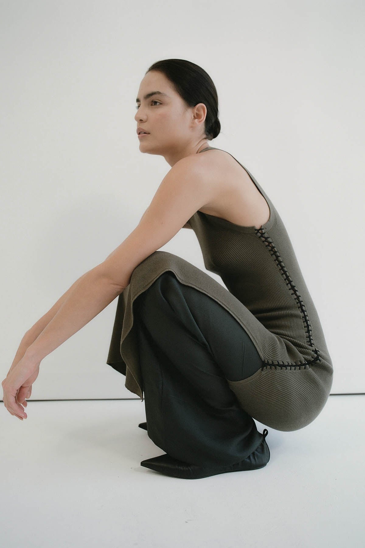 Stitch Detail Dress - Kelp - 7