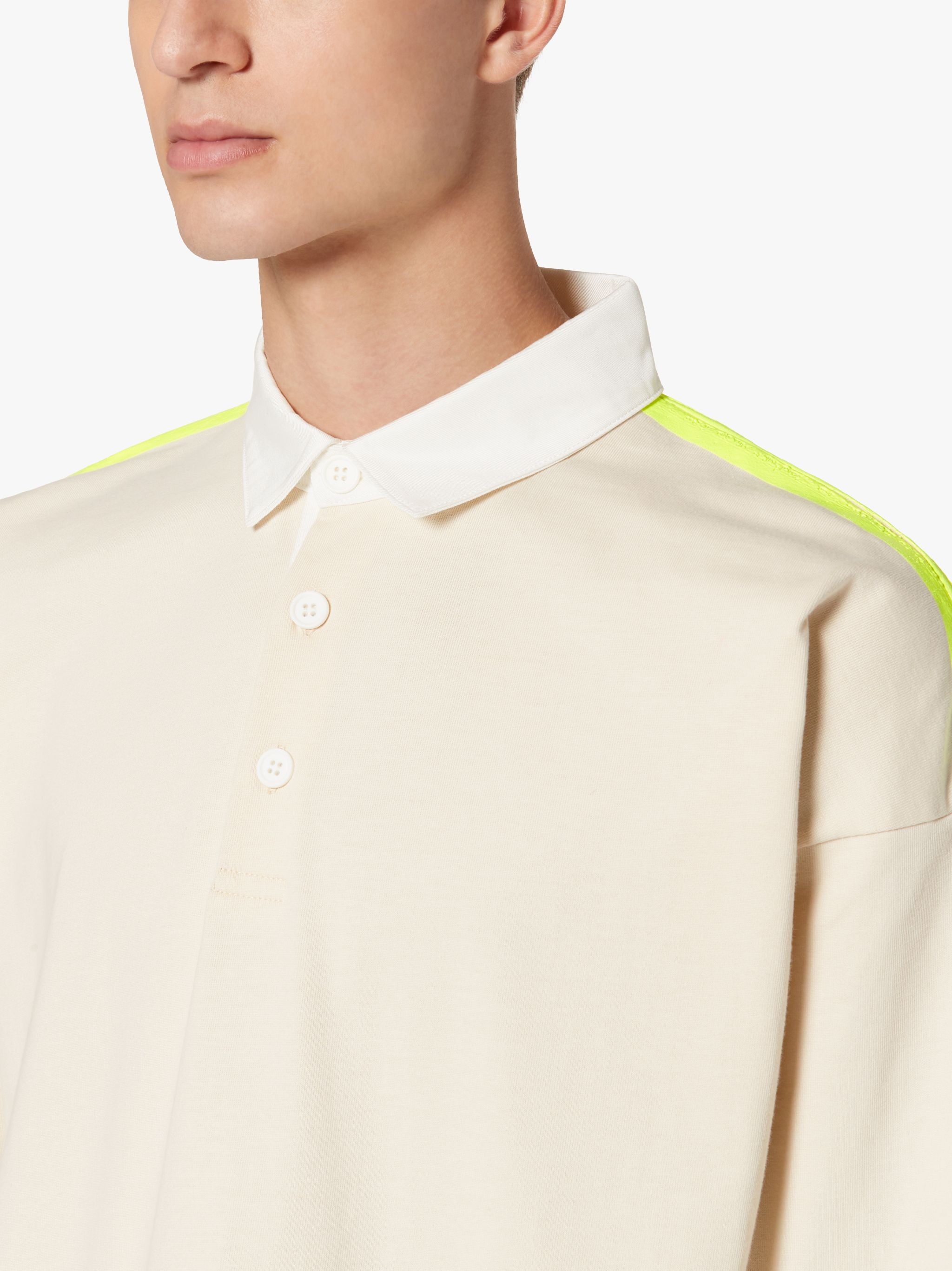 BONE WHITE X YELLOW COTTON RUGBY SHIRT | GJM-201 - 5