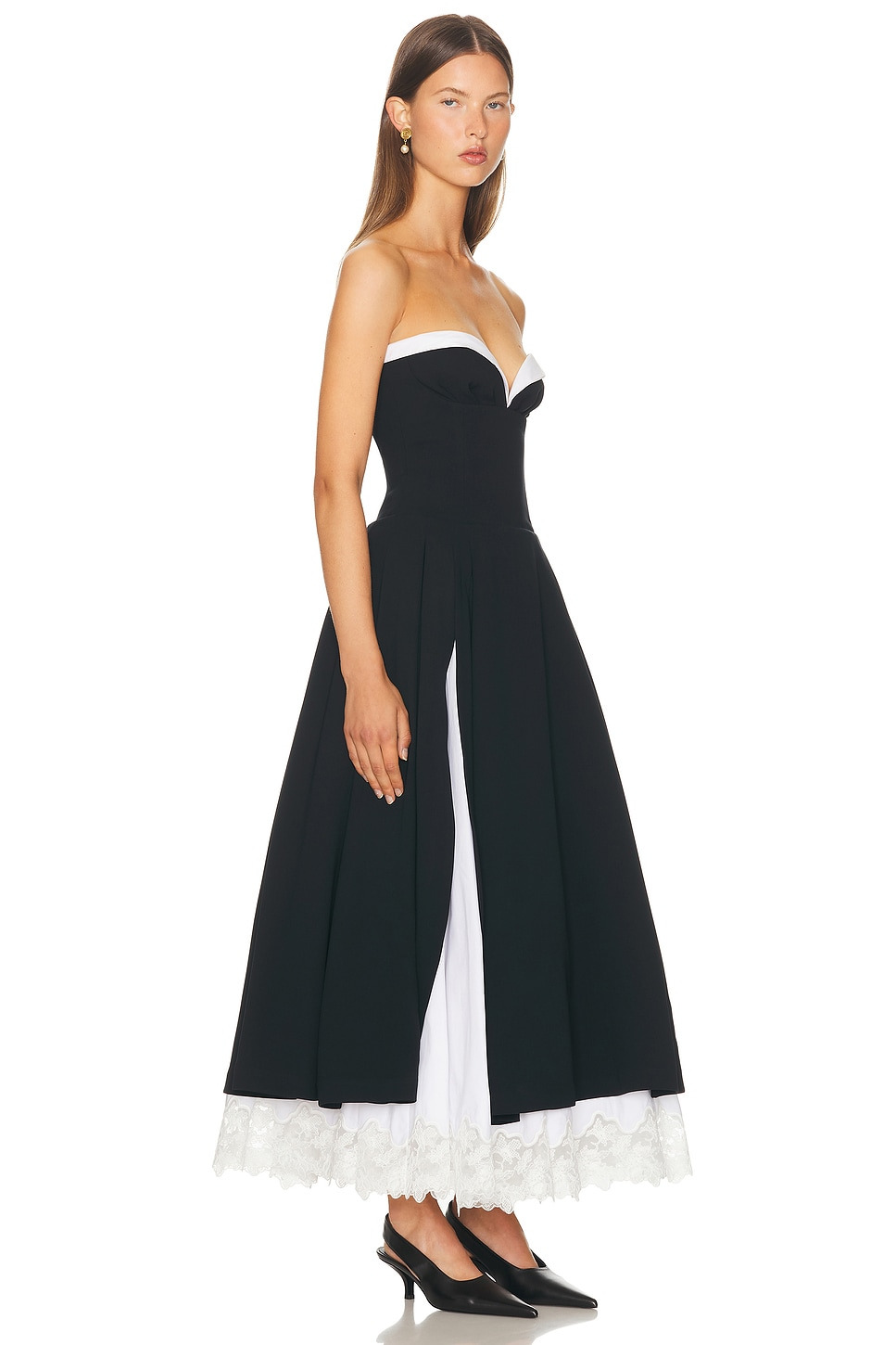 The Finale Midi Dress With Lace & Poplin - 3