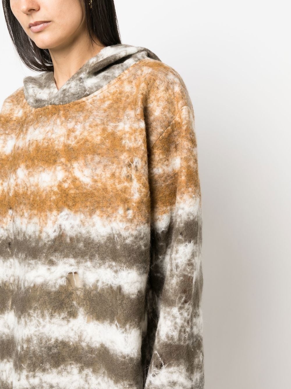 distressed stripe-print hoodie - 5