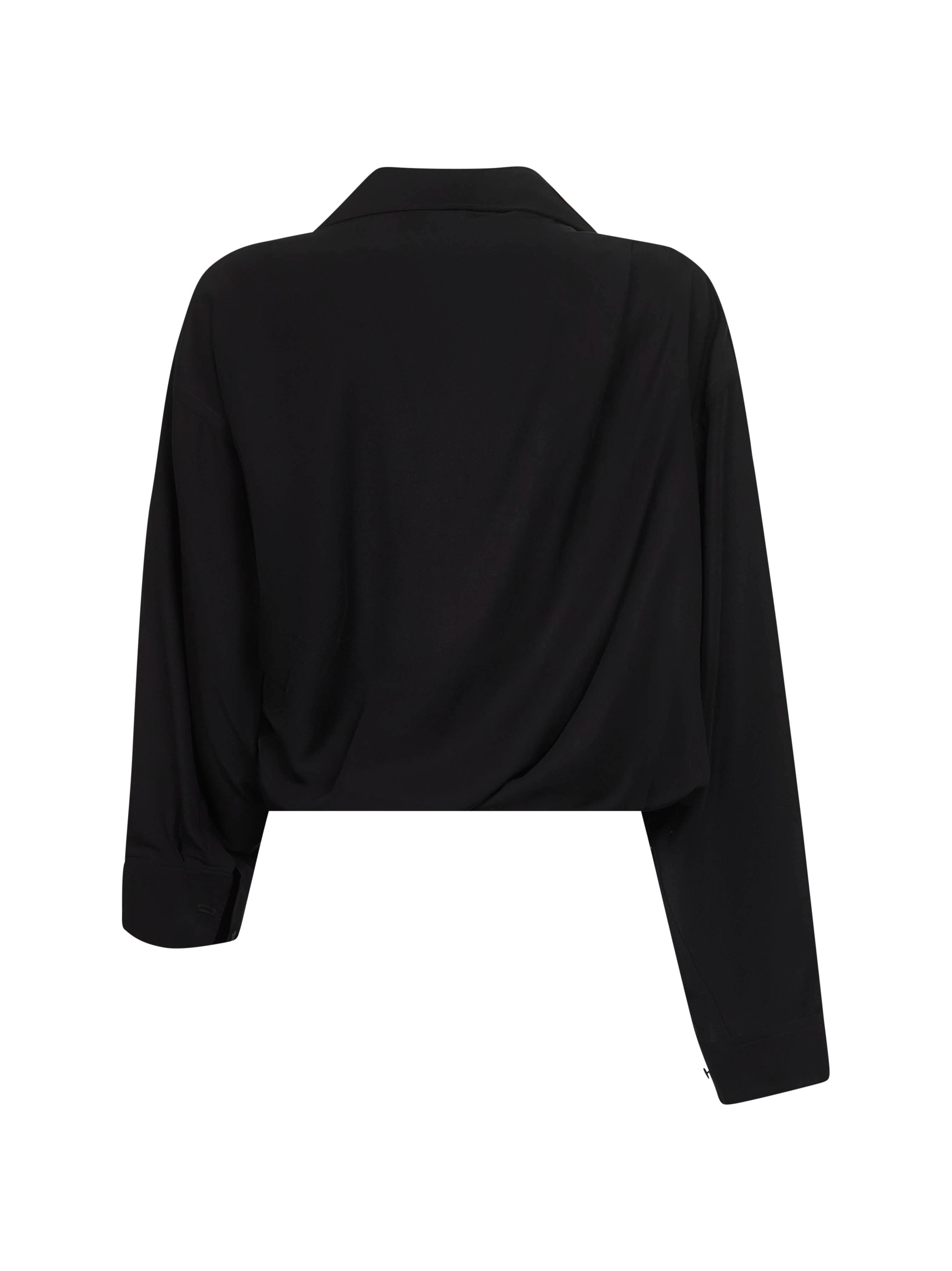 Black poplin One Shoulder shirt - 2
