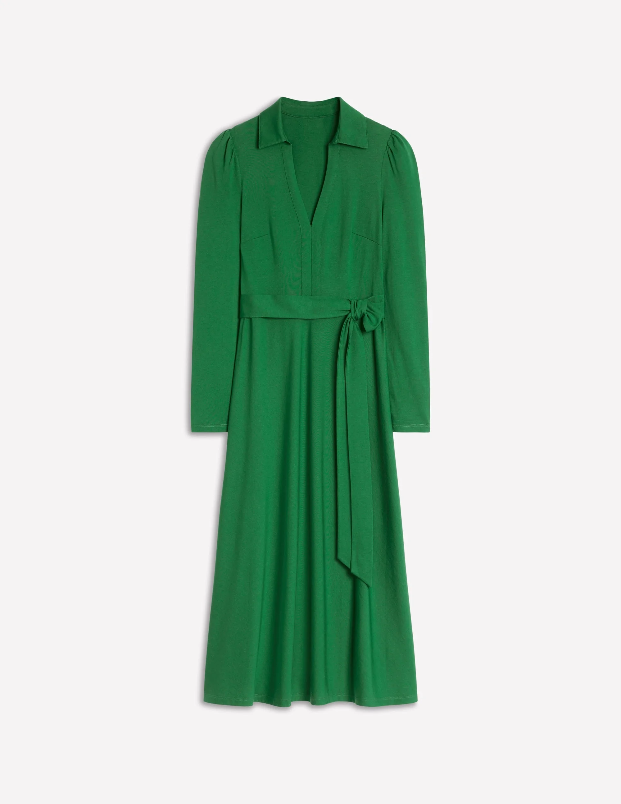 Imogen Collared Jersey Dress-Pine Green - 1