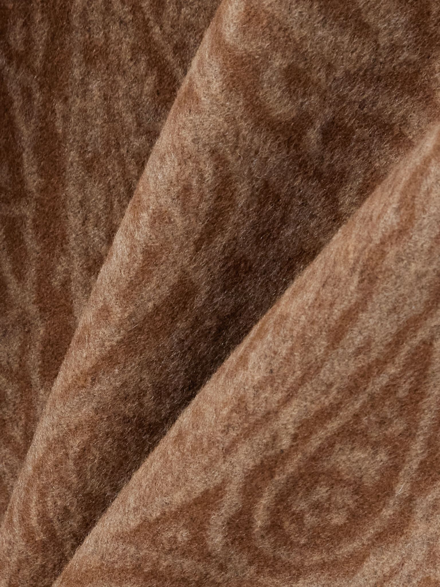 Leather-trimmed paisley-print wool-blend poncho Brown - 4