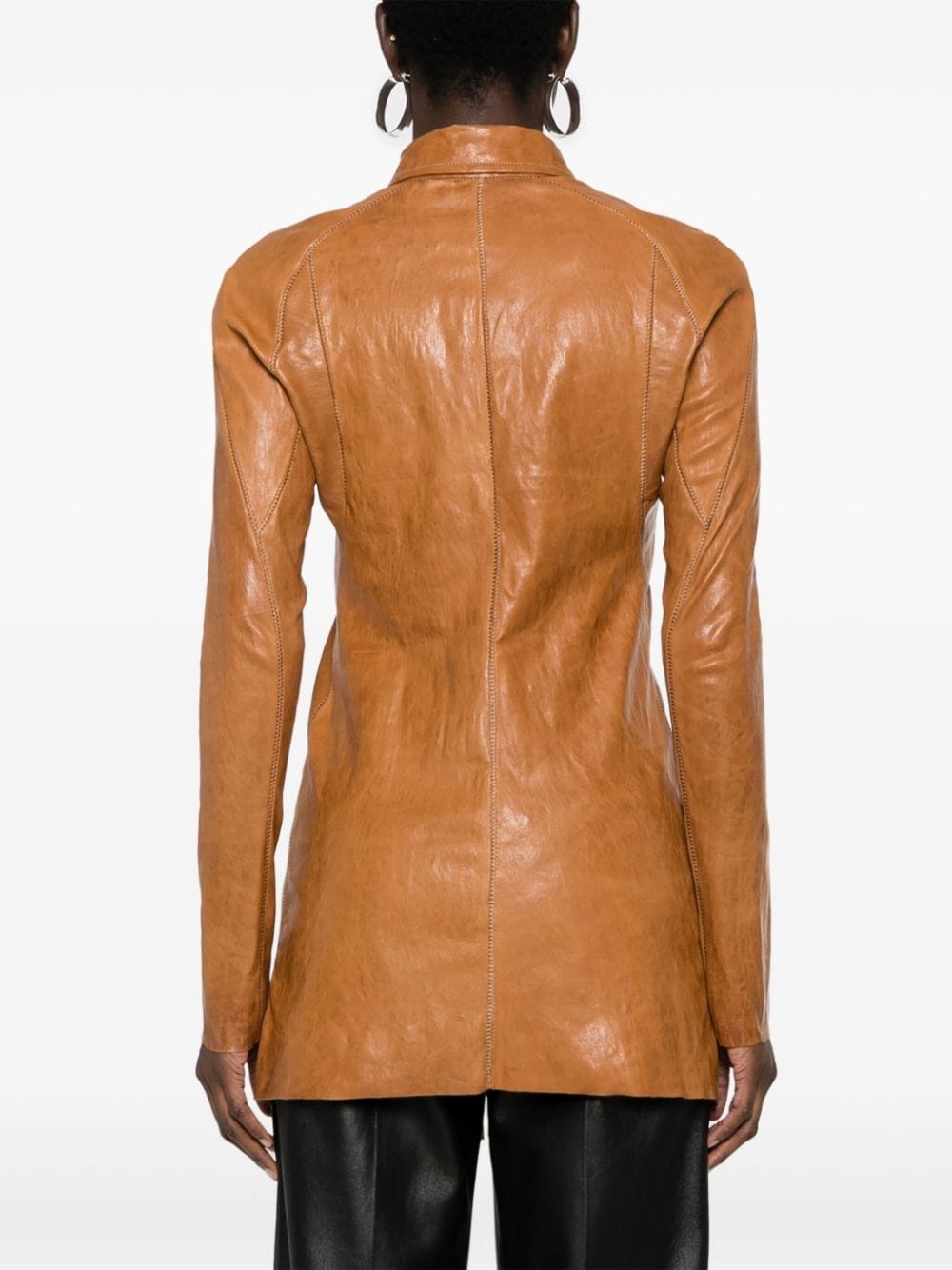 exposed-seam leather jacket - 4