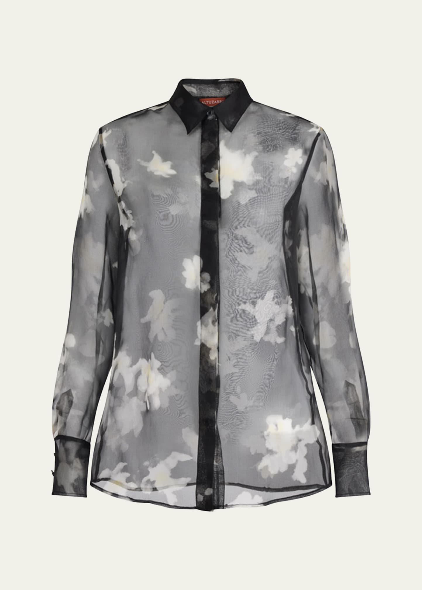 Chika Floral Silk Button-Down Top - 1