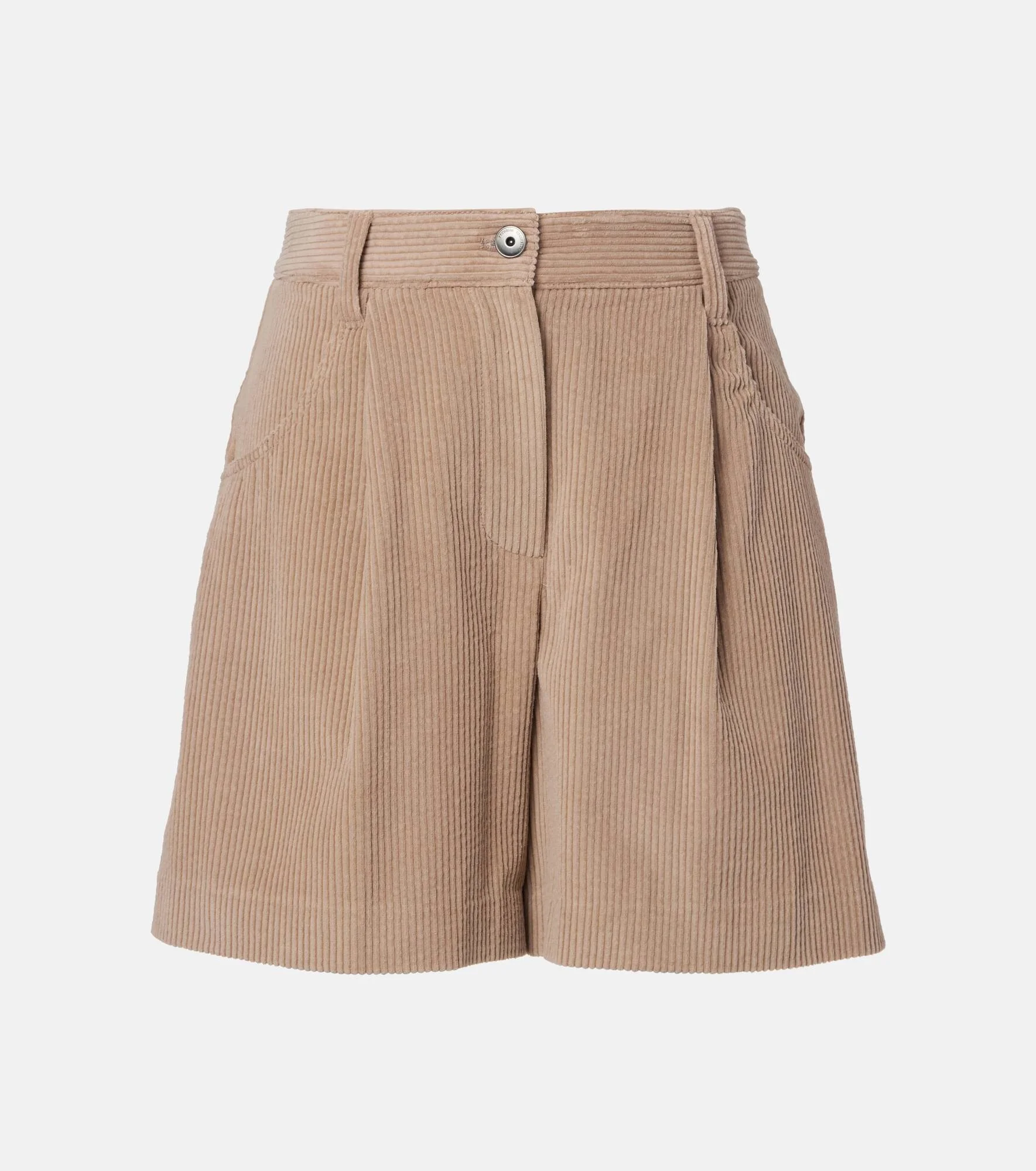 High-rise cotton corduroy shorts - 1