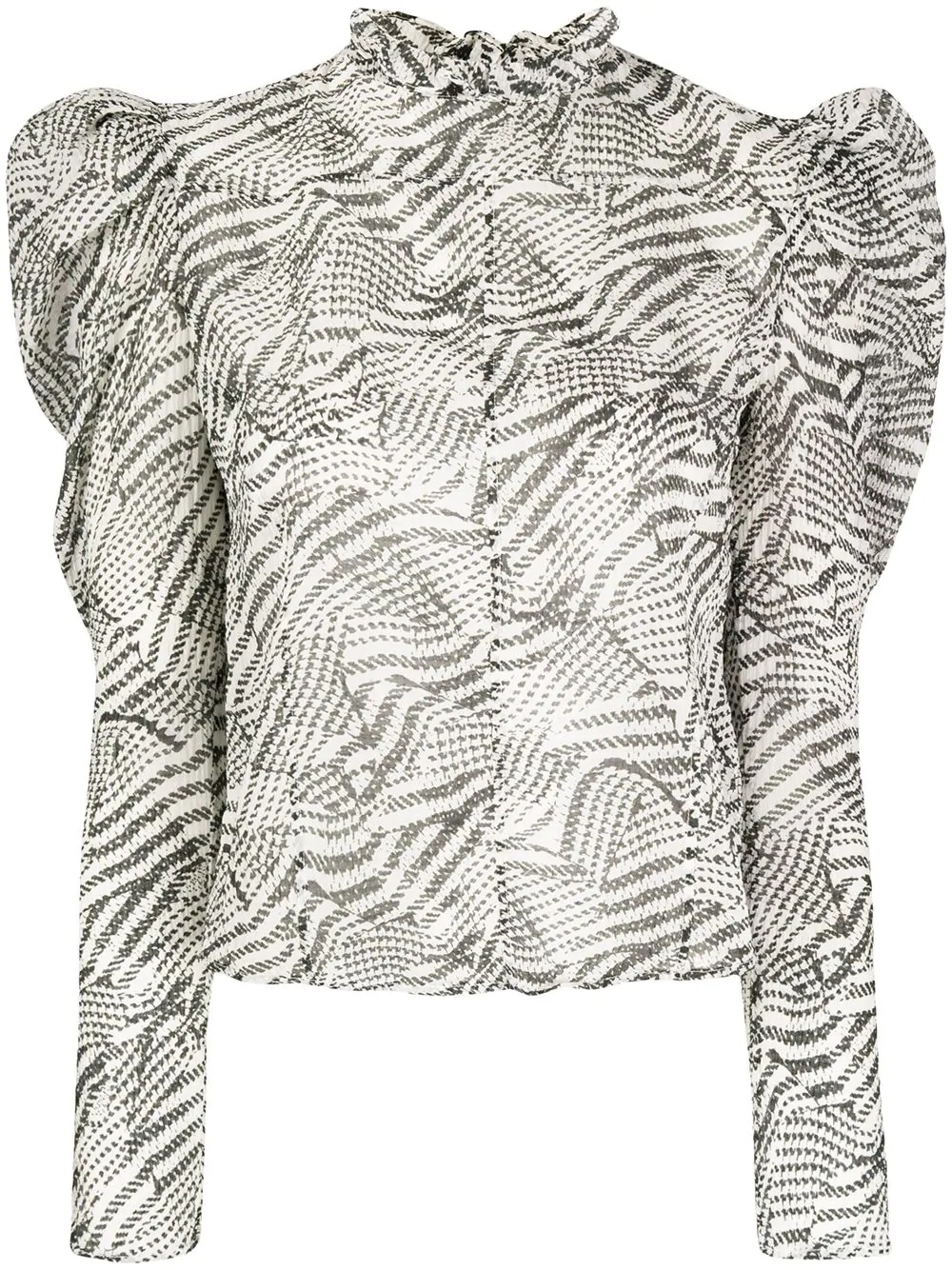 puff-sleeve patterned blouse - 1