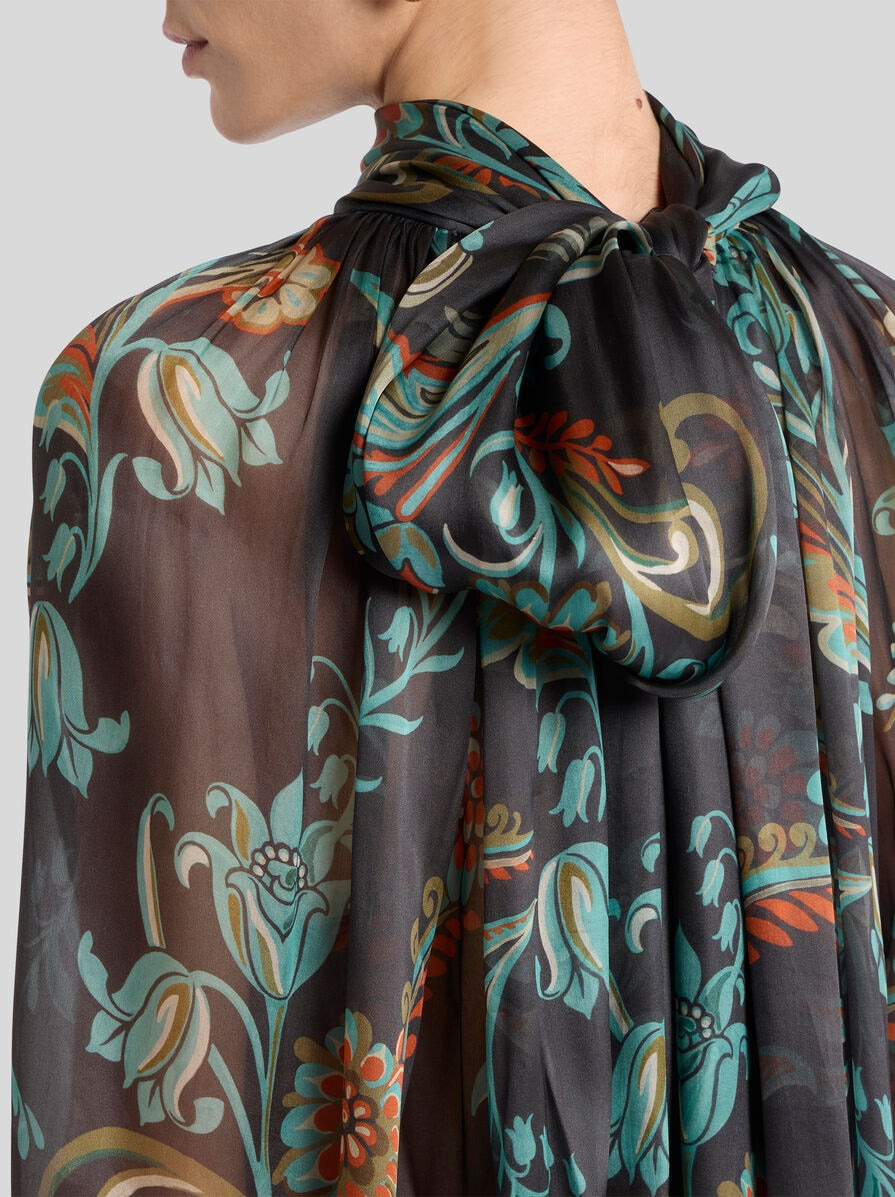 SILK BLOUSE WITH DAFFODIL MOTIF - 3