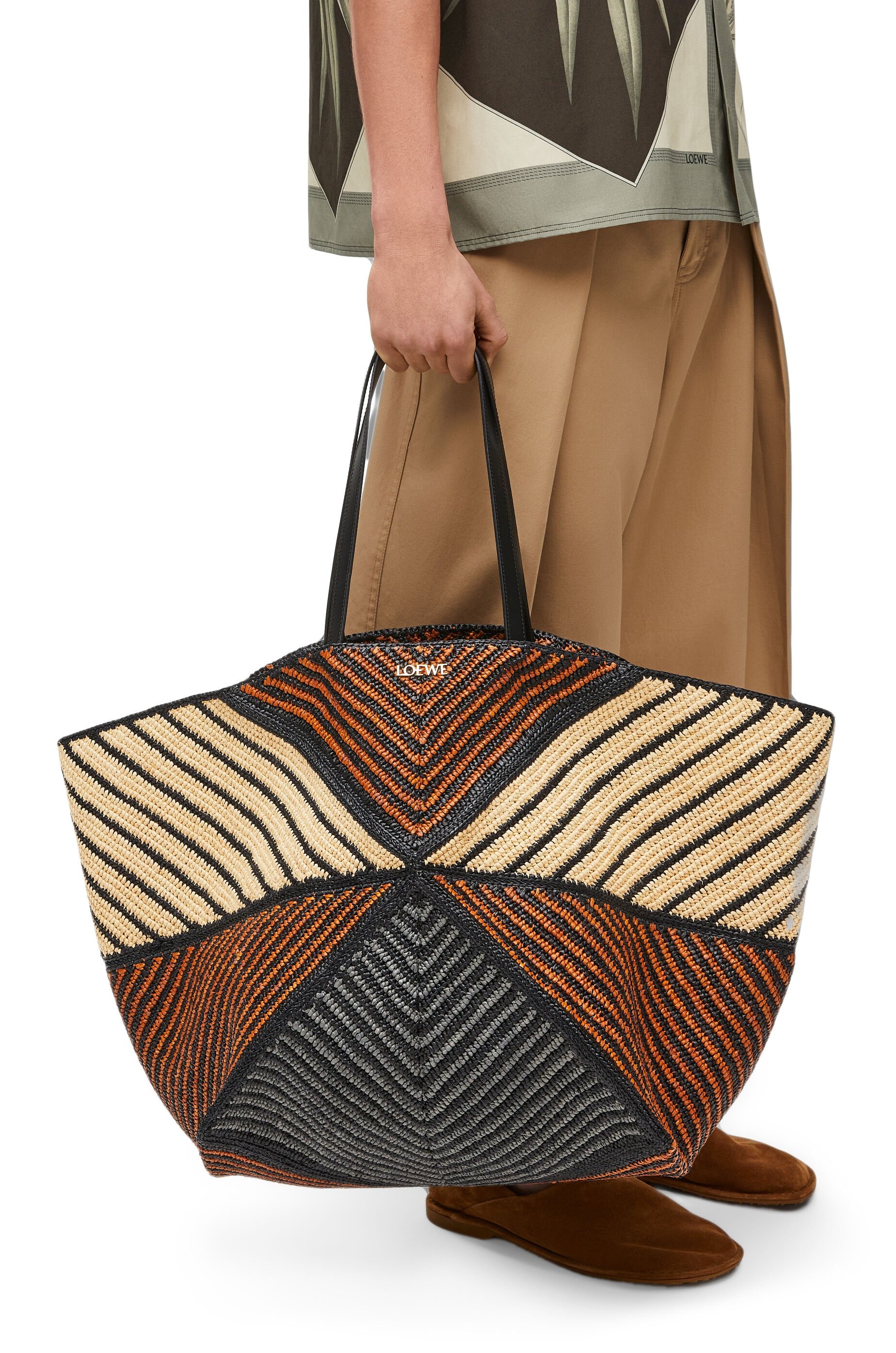 XXL Puzzle Fold Tote in raffia - 3