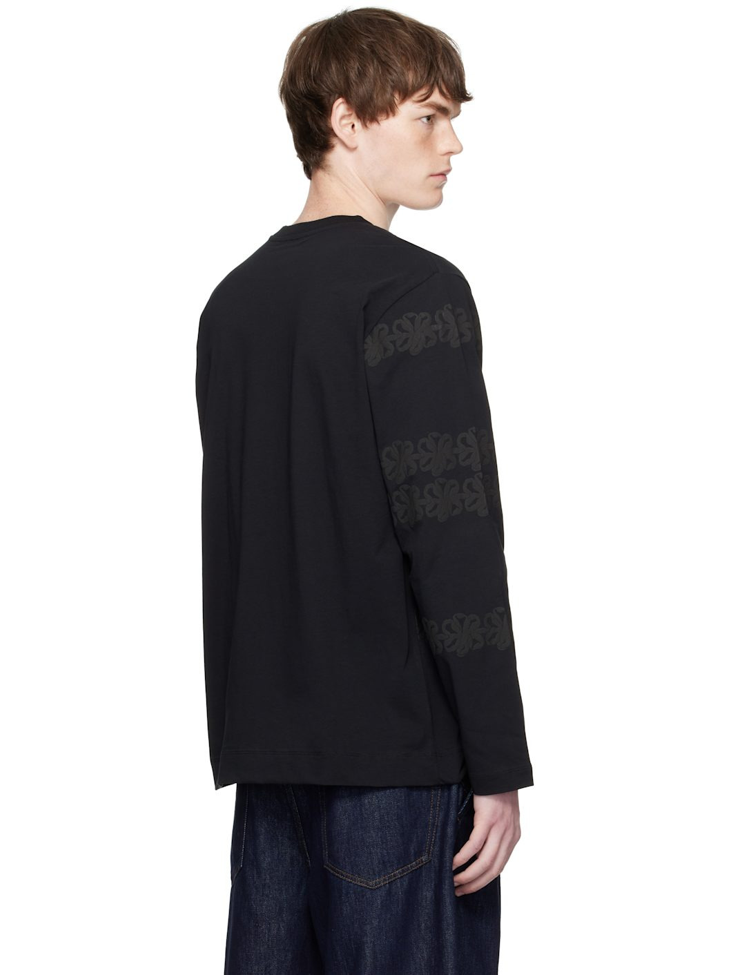 Black Ribbon Daisy Chain Print Long Sleeve T-shirt - 3