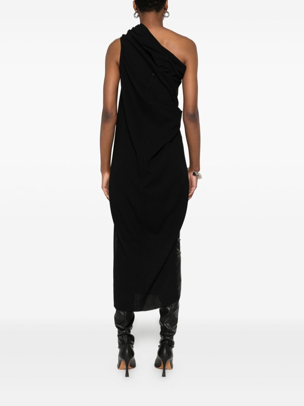 draped one-shoulder midi dress - 4