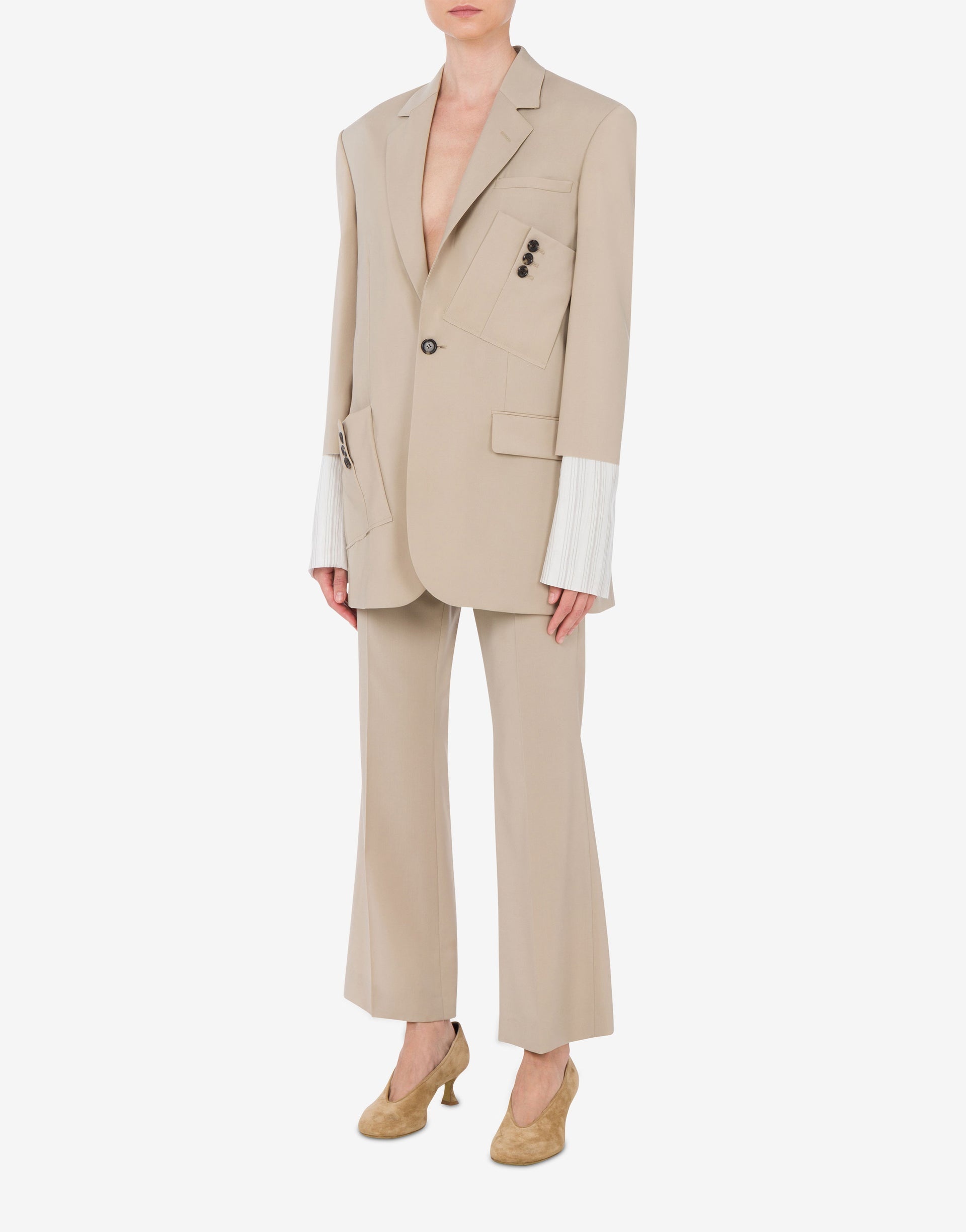WOOL CANVAS JACKET WITH CUFF DETAILS - 1