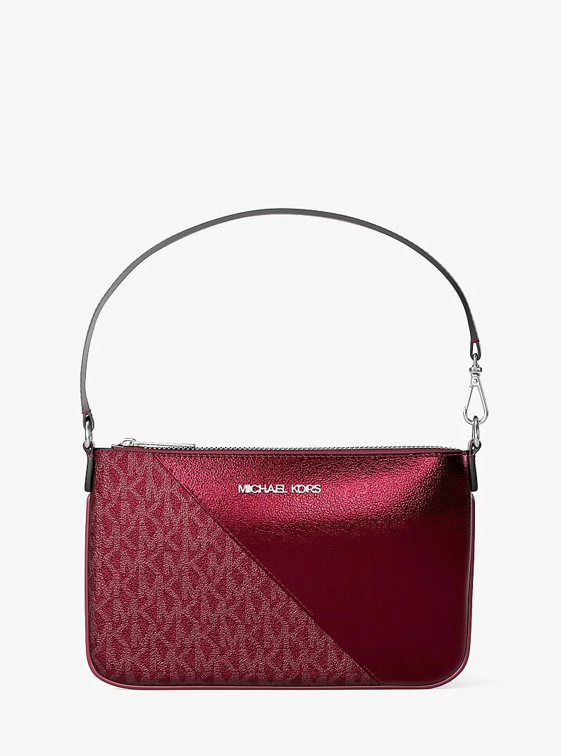 Jet Set Travel Metallic and Signature Logo Wristlet - 1