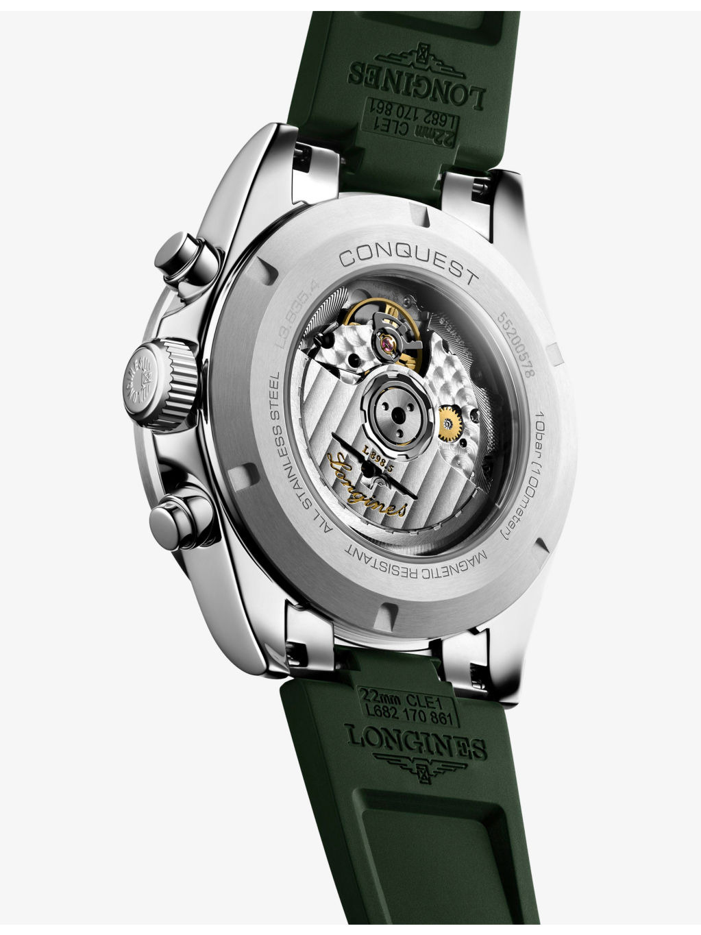 L3.835.4.02.9 Conquest Chronograph Stainless-Steel and Rubber Automatic Watch - 3