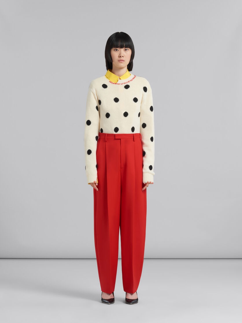 RED TROPICAL WOOL TAILORED TROUSERS - 2