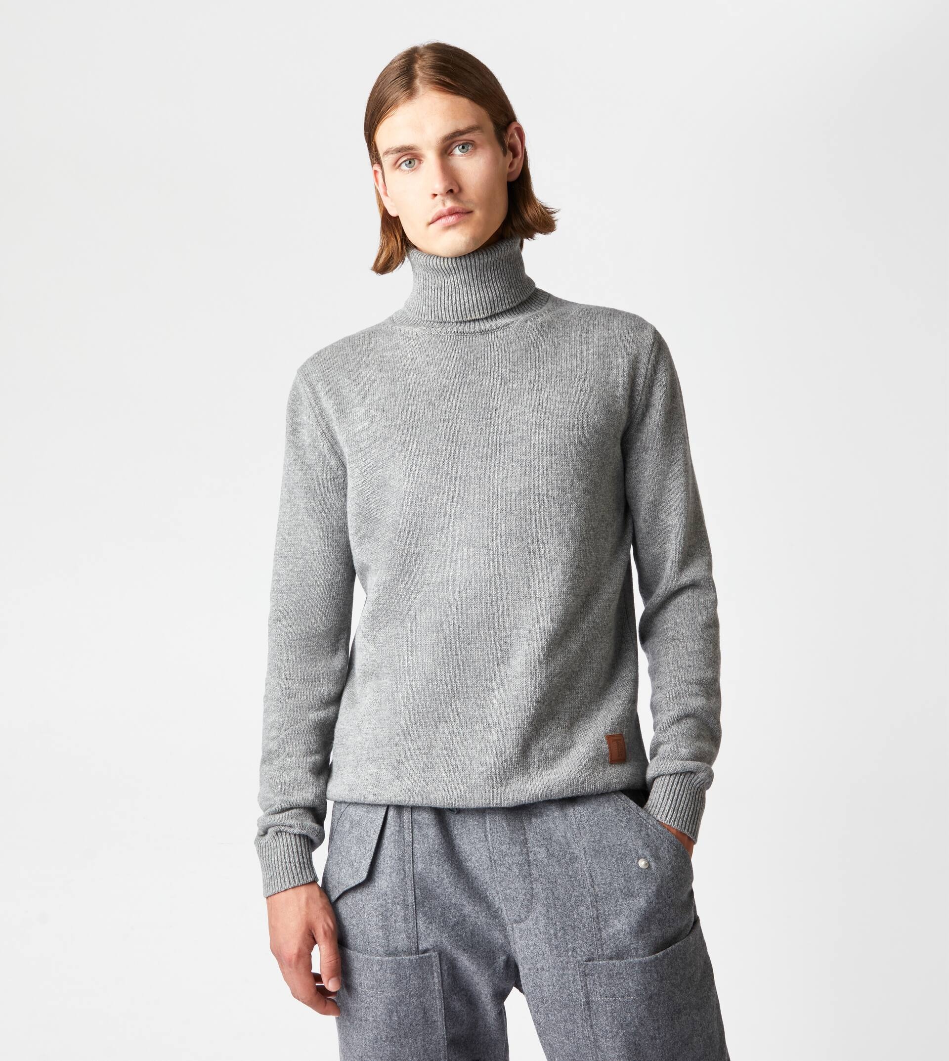 TOD'S CASHMERE BLEND TURTLENECK - GREY - 7