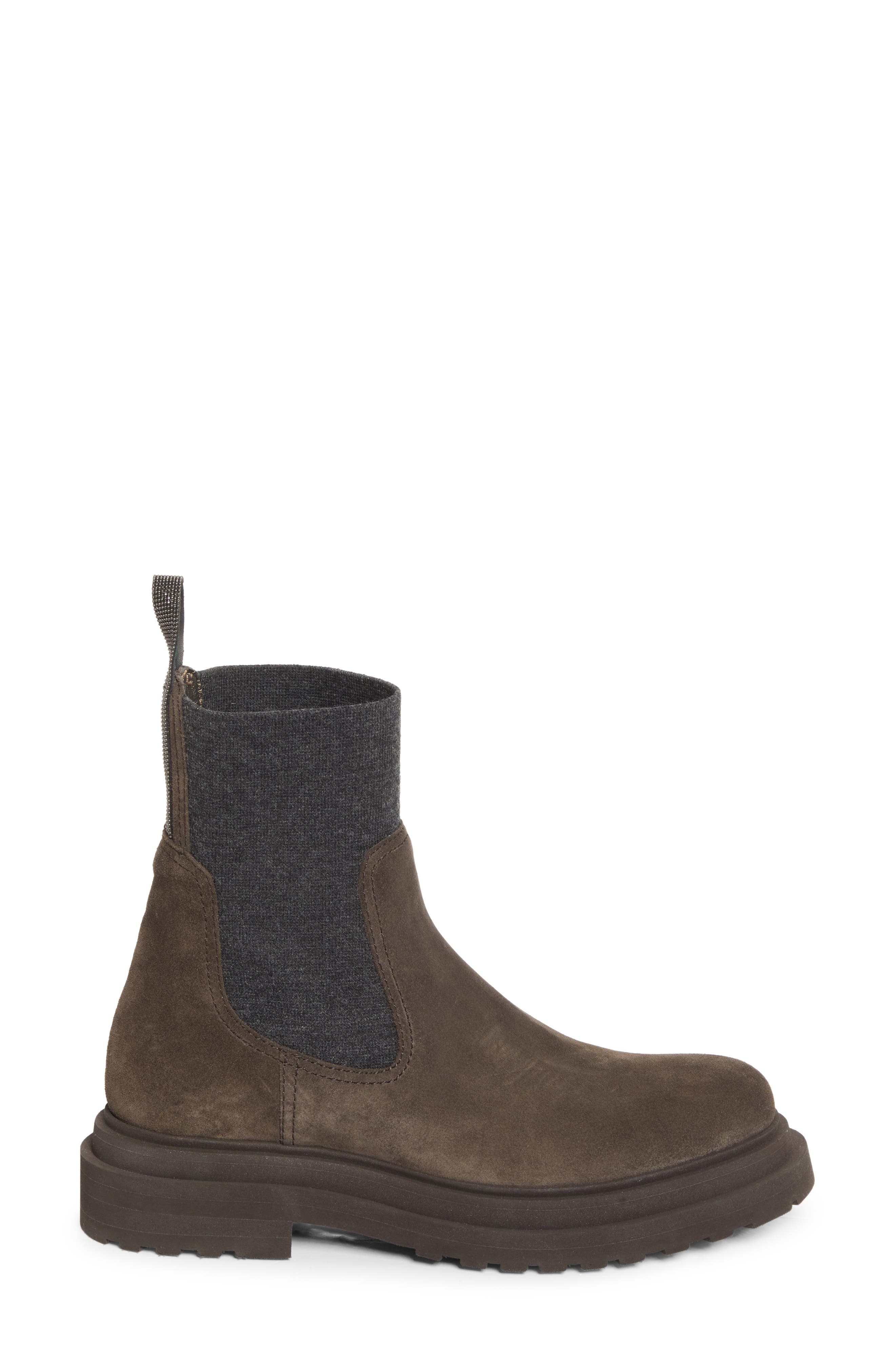 Brunello Cucinelli Monili Trim Chelsea Boot in Dark Brown at Nordstrom - 3