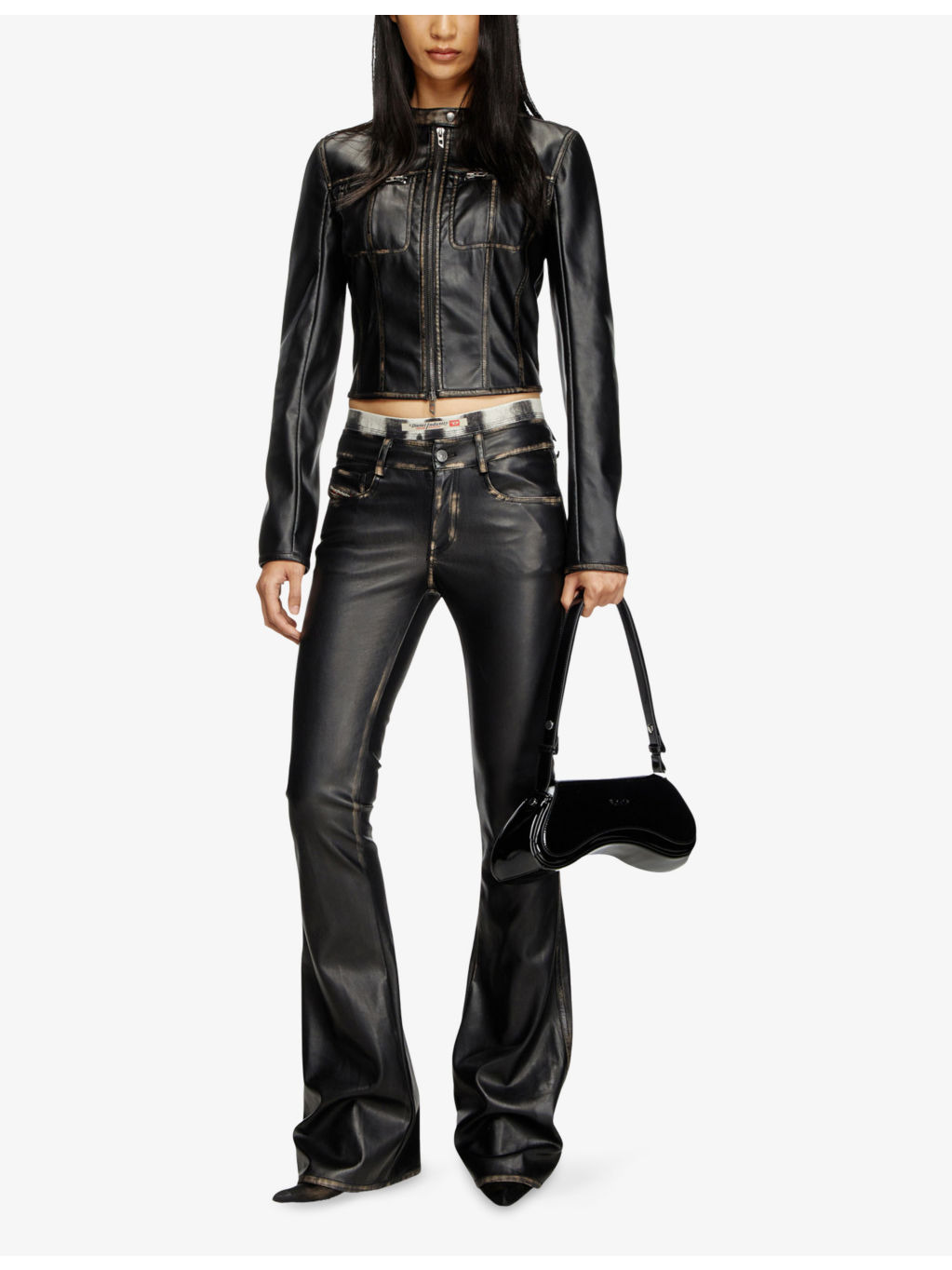G-Lobe Distressed Faux-Leather Cropped Jacket - 2