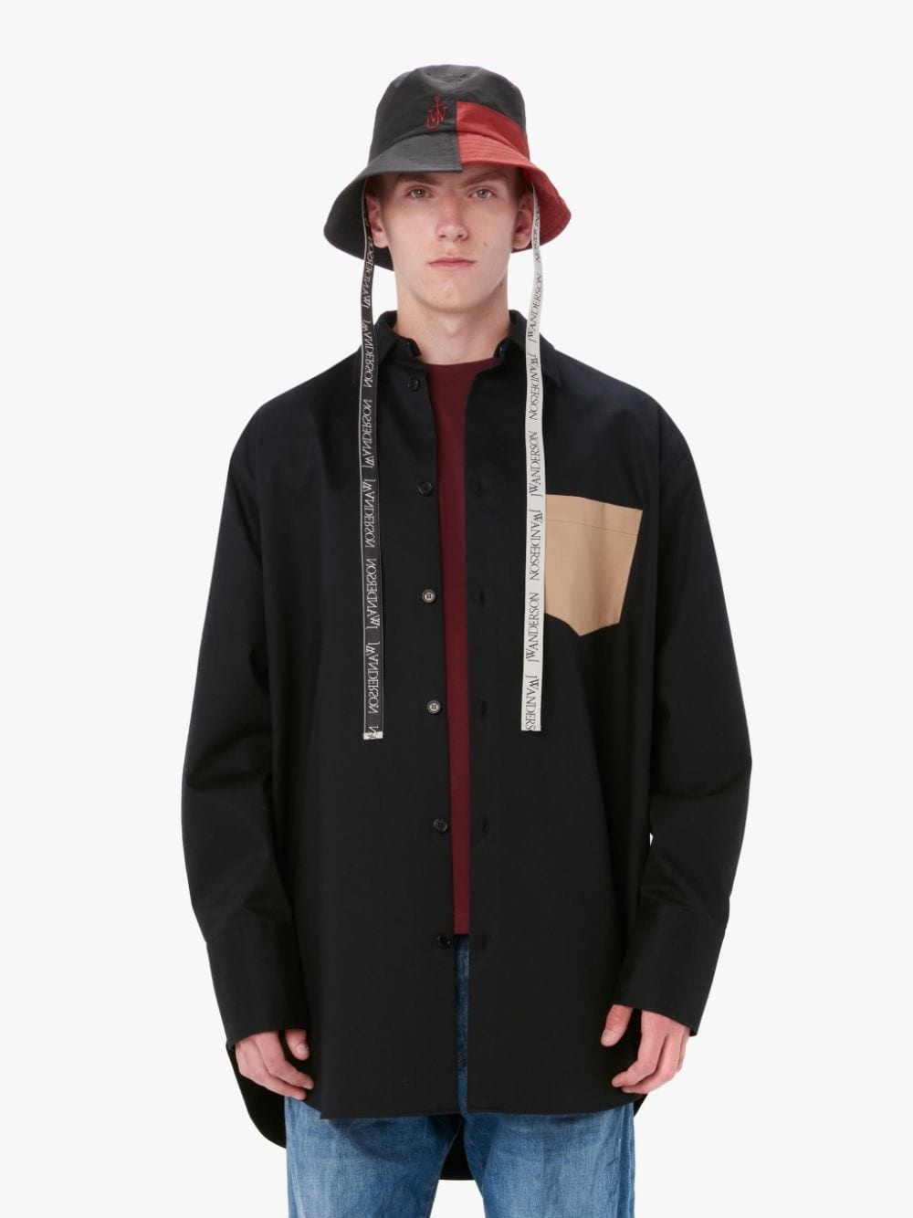 CONTRAST PATCH POCKET OVERSIZED SHIRT - 2