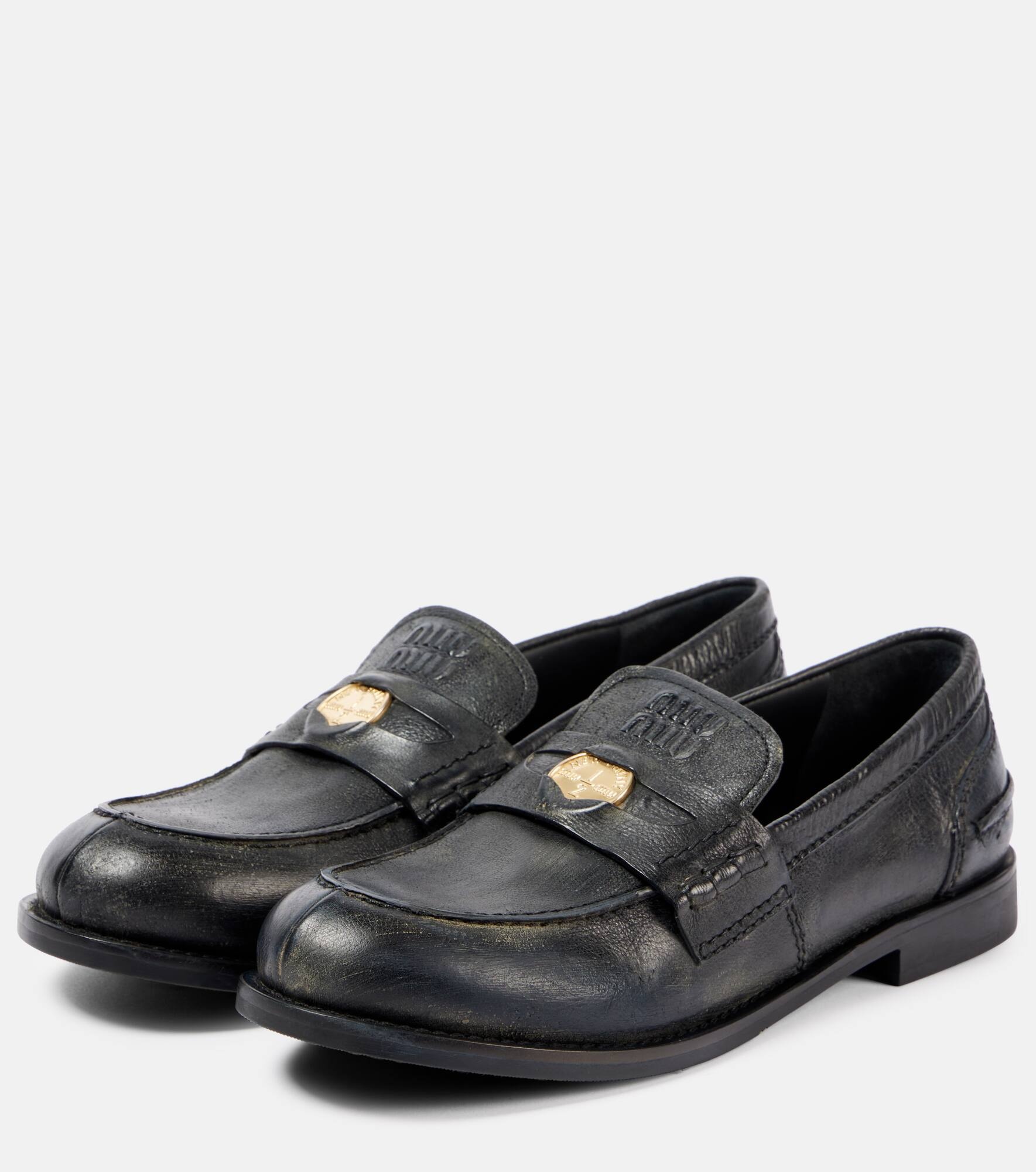 Leather penny loafers - 4
