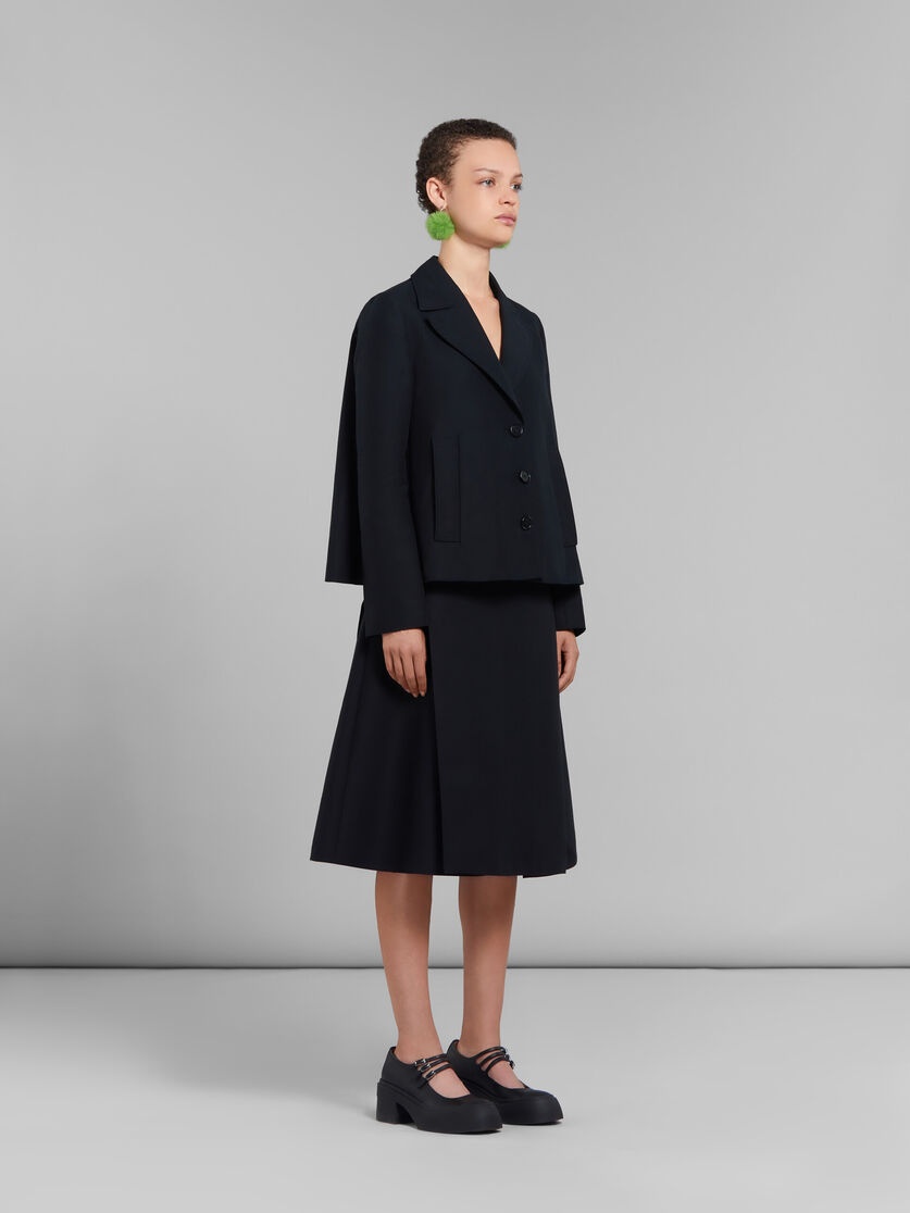 BLACK A-LINE CADY JACKET WITH BACK PLEAT - 6