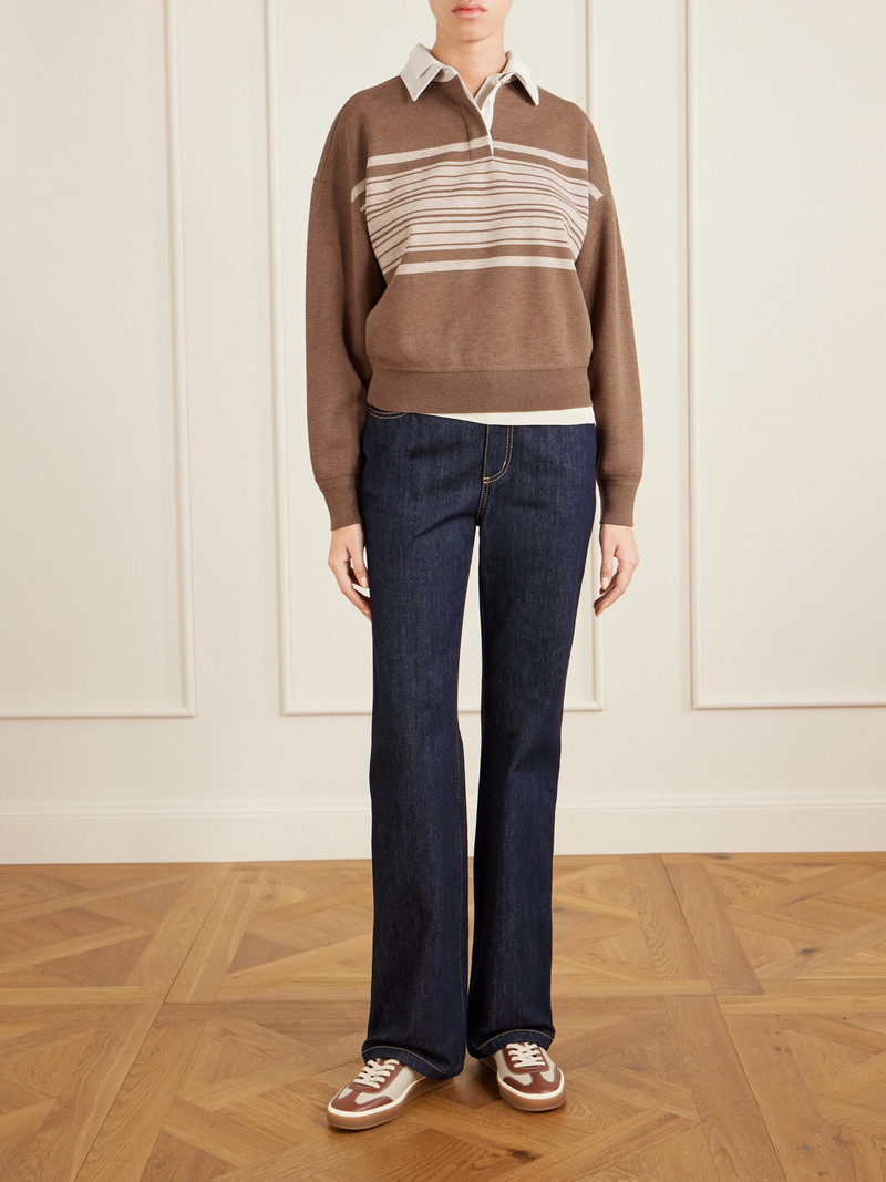 Loro Piana Striped Wool And Cashmere-blend Polo Shirt outlook