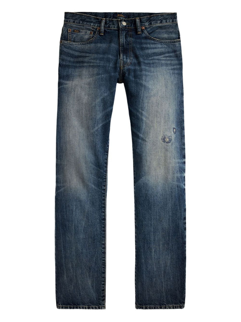 repaired-detail cotton jeans 1
