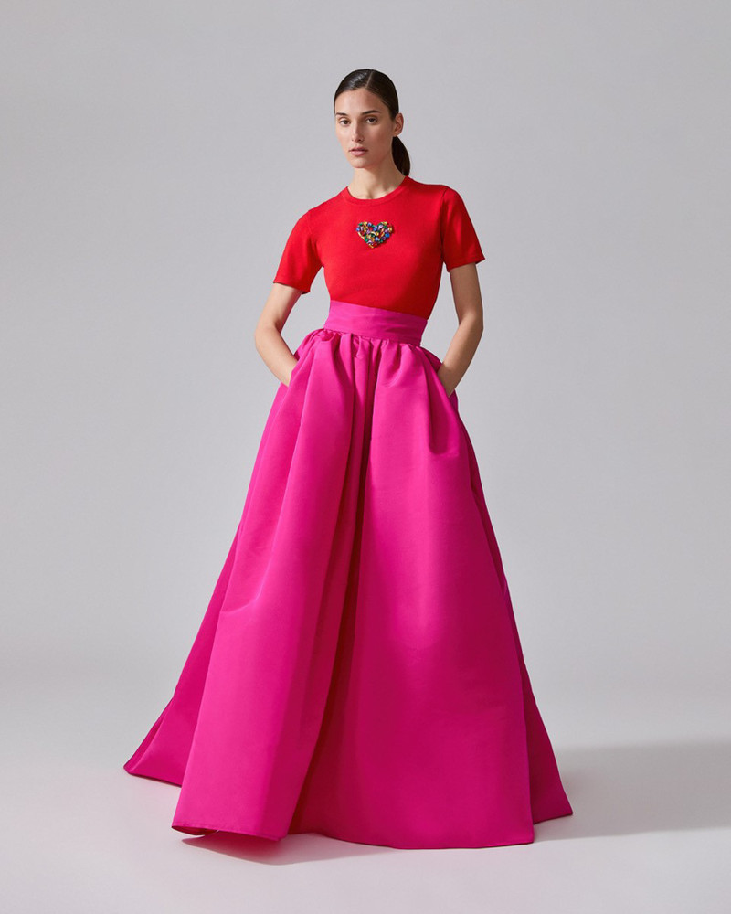 CAROLINA HERRERA Rainbow Embroidered Short-Sleeve Sweater outlook