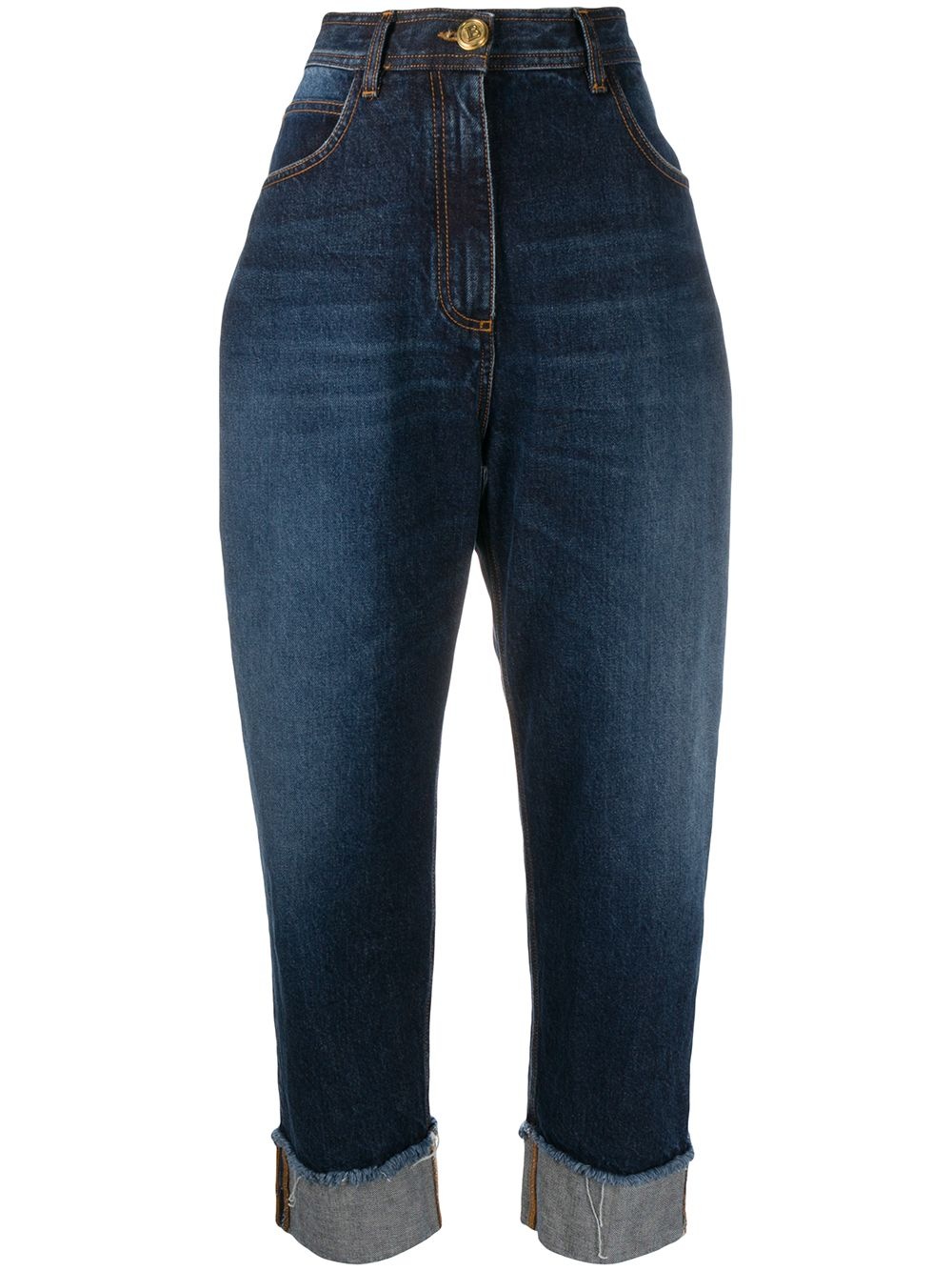 high-waisted cotton jeans - 1