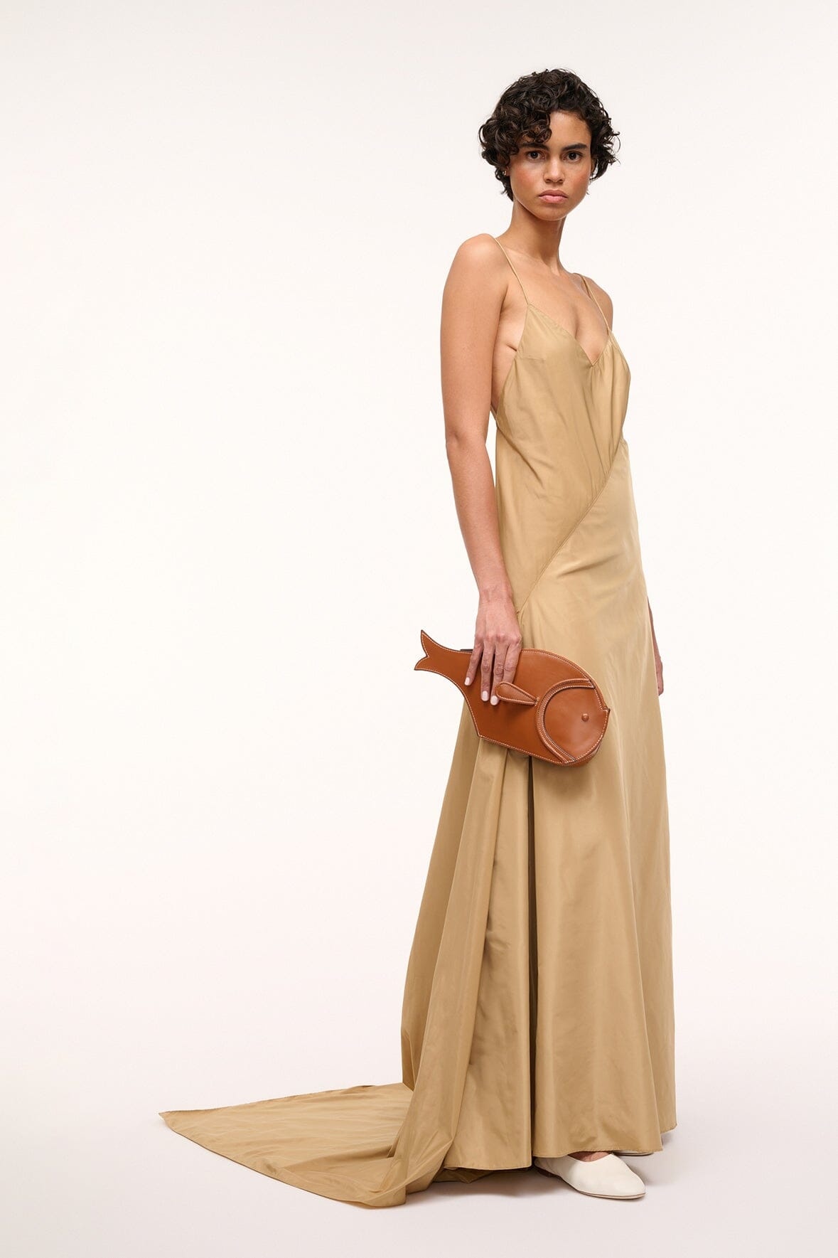 STAUD PESCE LEATHER CLUTCH TAN - 2
