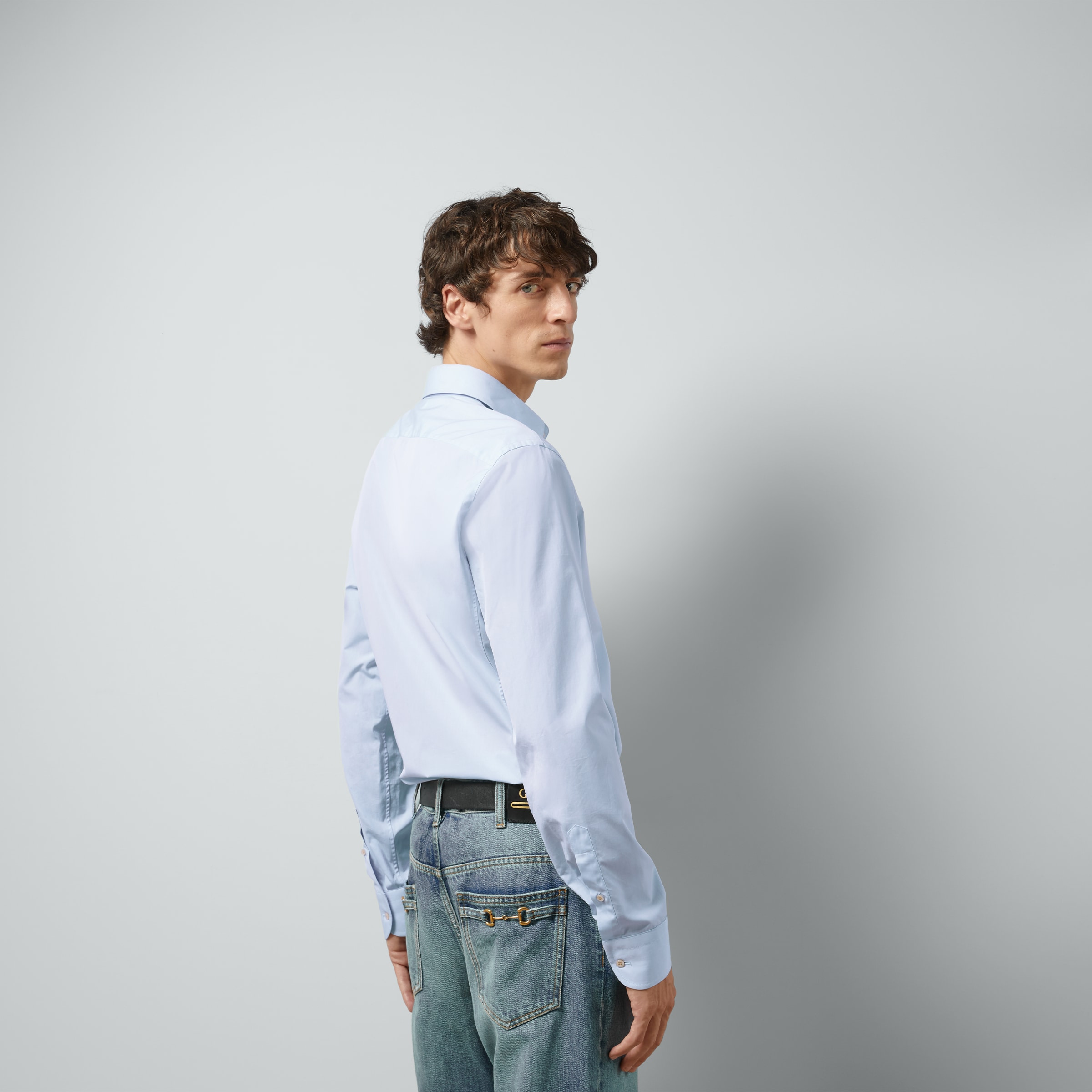 Cotton poplin shirt with Double G - 6