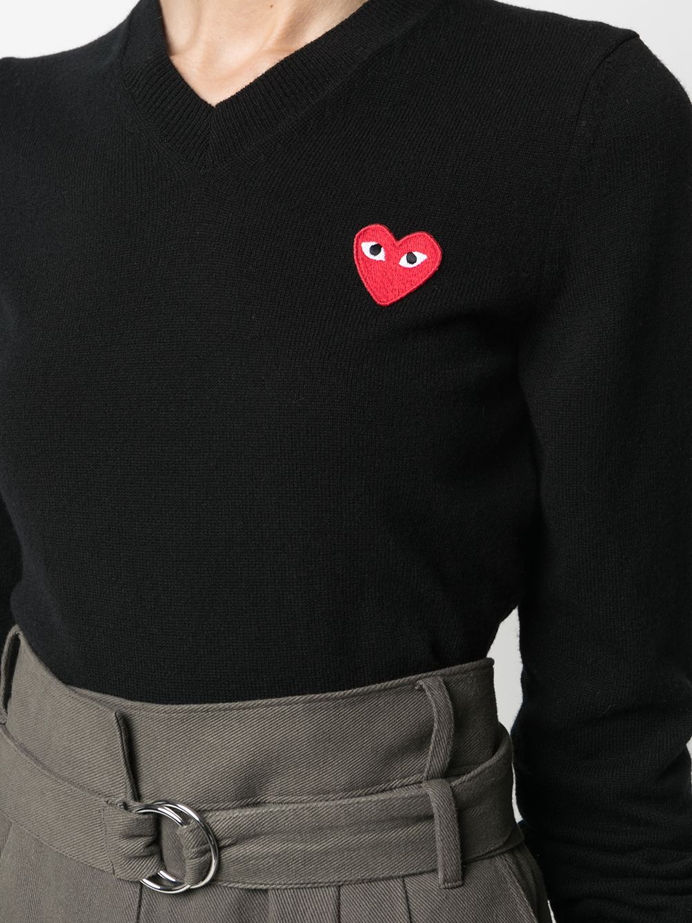 motif V-neck jumper - 5