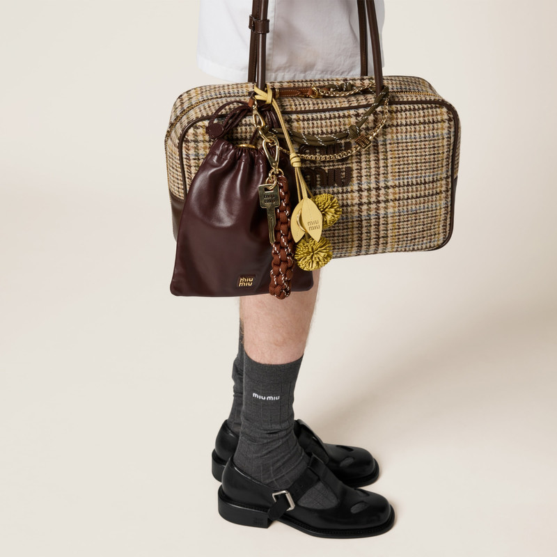 Miu Miu Beau tartan top-handle bag with leather details outlook