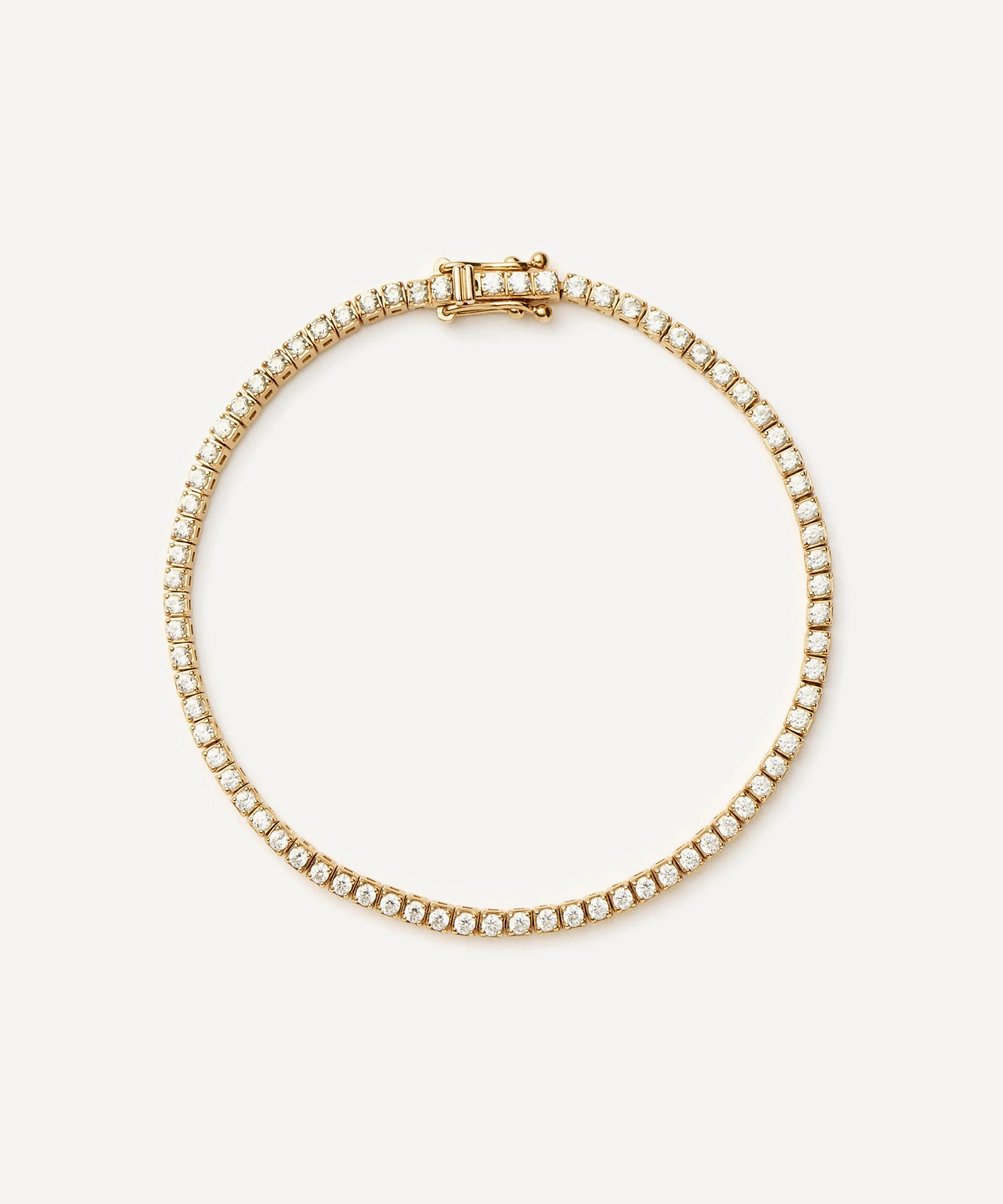 14ct Gold Fine Diamond Tennis Bracelet - 1